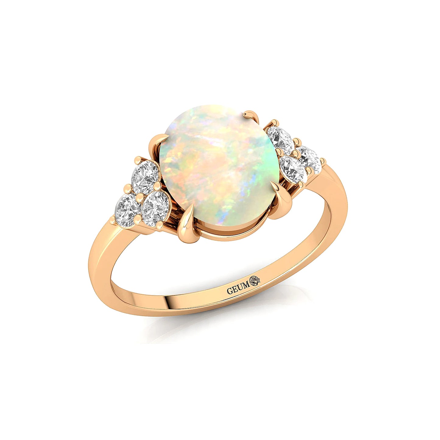 Handmade Customized 14K Pure Gold Natural Diamond Ethiopian Opal Gemstone Classic Wedding Luxury Bridal Rings