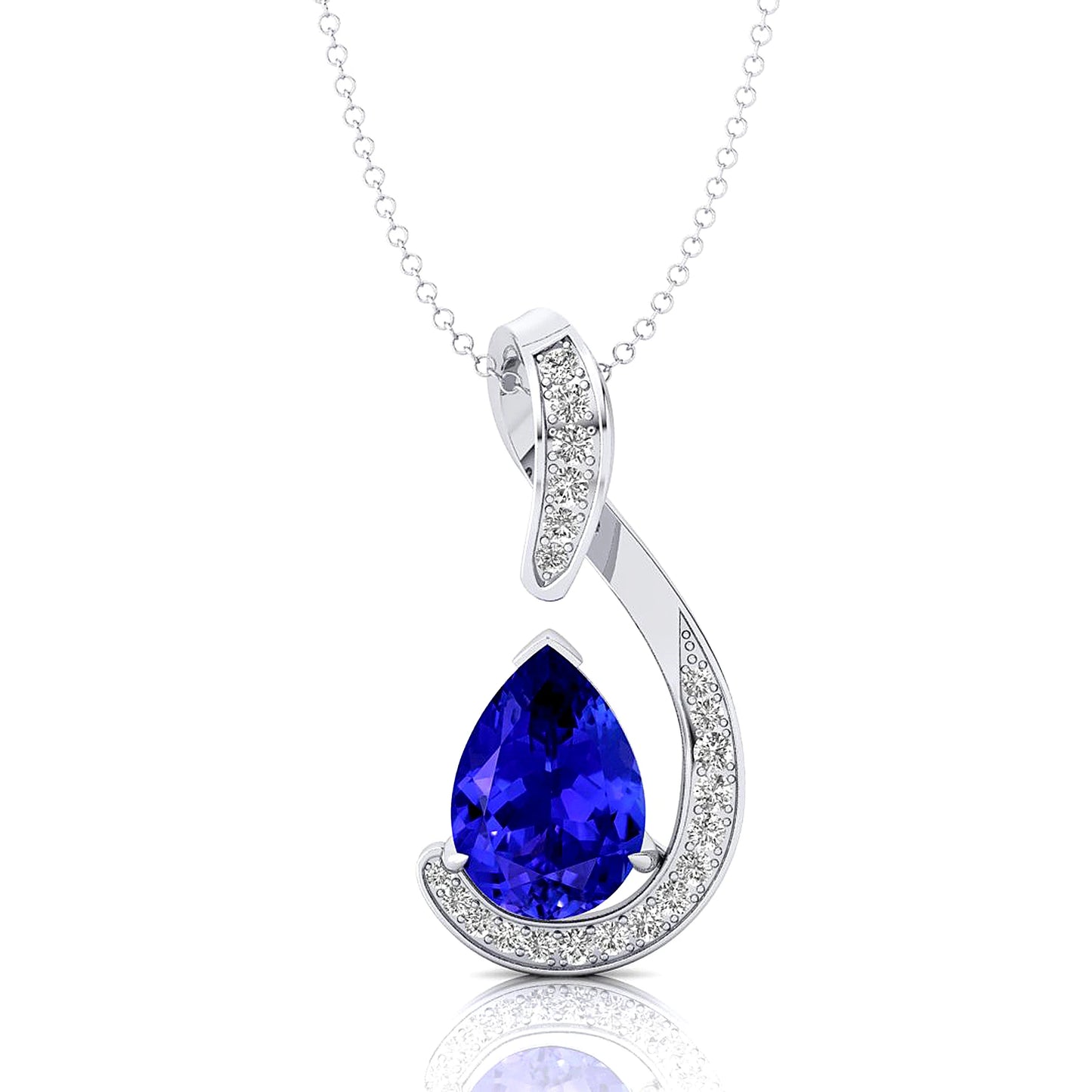 Exquisite Angel Tears Fashionable Natural Tanzanite Gemstone Necklace in 14k Solid Gold With Genuine IGI Certified Diamonds OEM