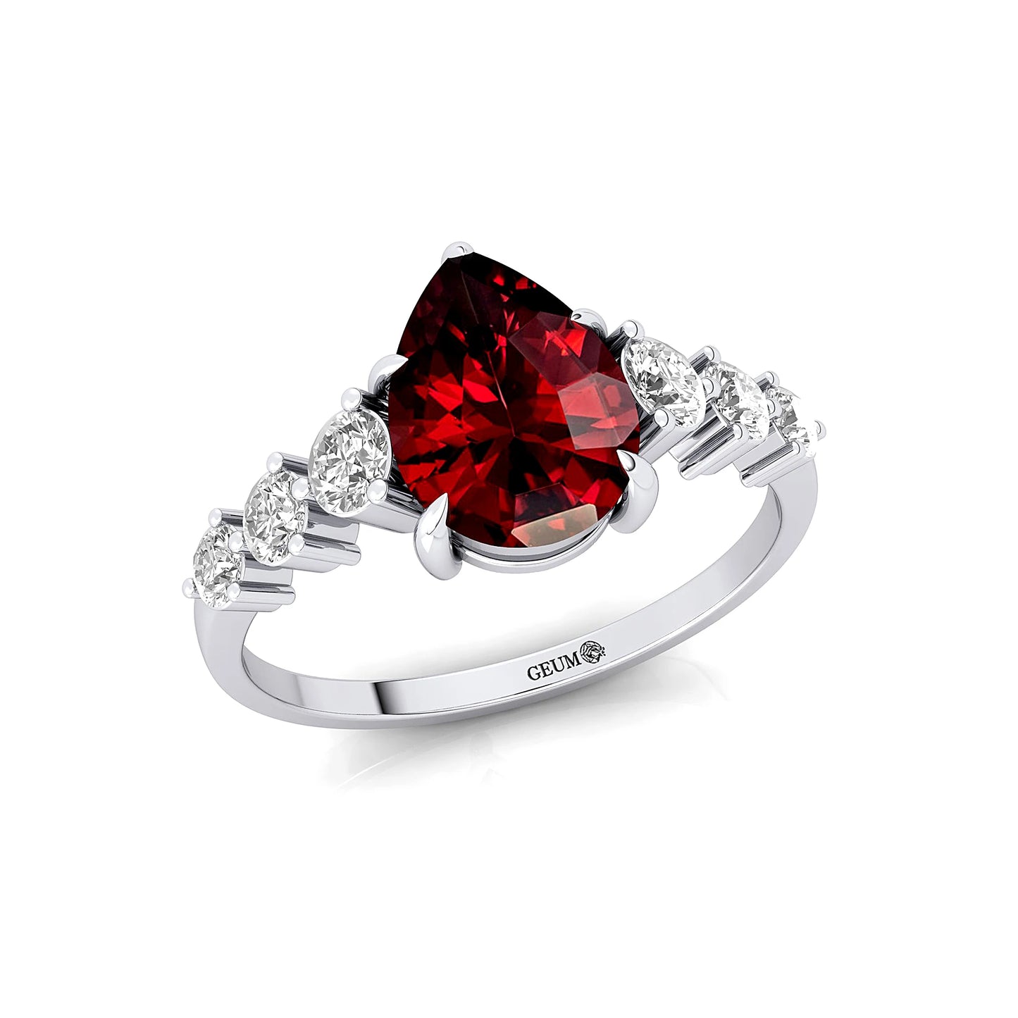 Luxurious Design Unique Pear Cut Natural Red Garnet Gemstone Ring 18k Solid Gold Real Diamonds Classic Wedding Women Rings