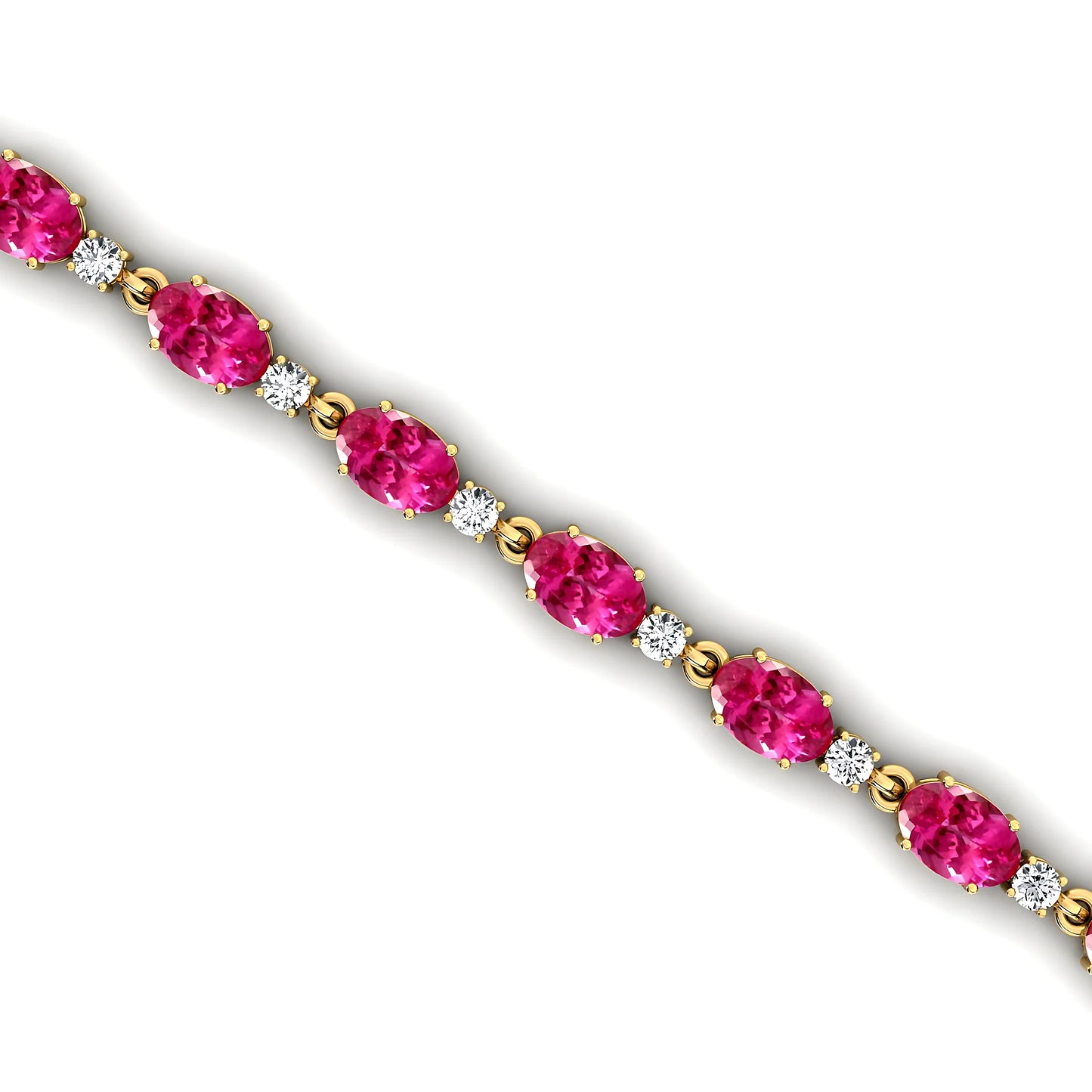 14K Gold Genuine Oval Shape Pink Sapphire Gemstone Stackable Tennis Bracelet For Unisex Hot Sale Good Quality Tennis Bracelets