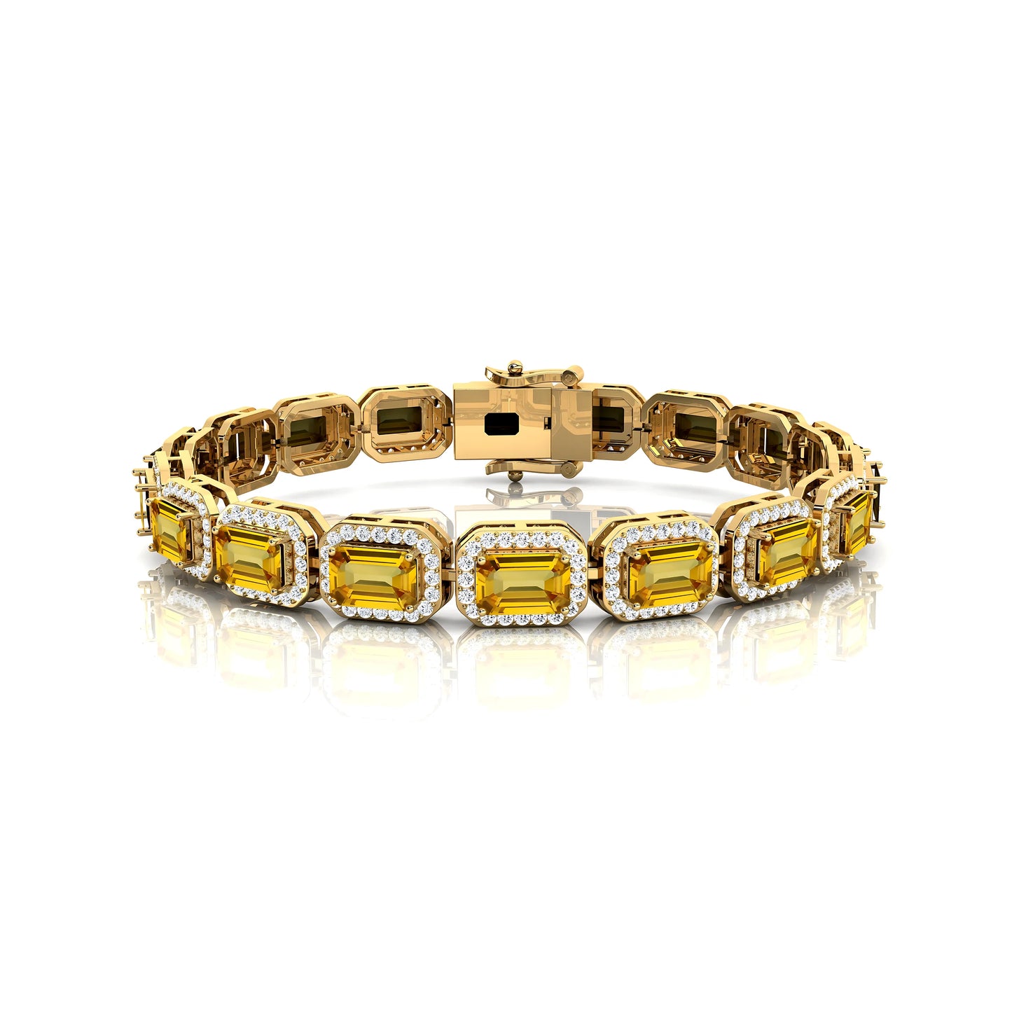 Handcrafted 14K Solid Gold Tennis Bracelet High Quality Fine Jewelry Yellow Sapphire & Diamond Tennis Bracelet Valentine's Gift