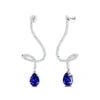 18k Solid Gold Dangling Drop Earrings Pear Cut Lab Grown Blue Sapphire & Real Diamonds Earrings For Wedding and Anniversary ODM