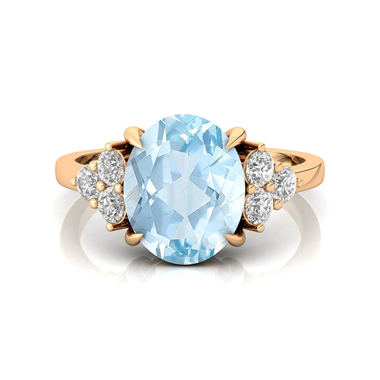 Latest Design Handmade Natural Aquamarine Gemstone Real Diamond Halo Solitaire Rings 18k Solid Gold Prong Setting Ring Jewelry