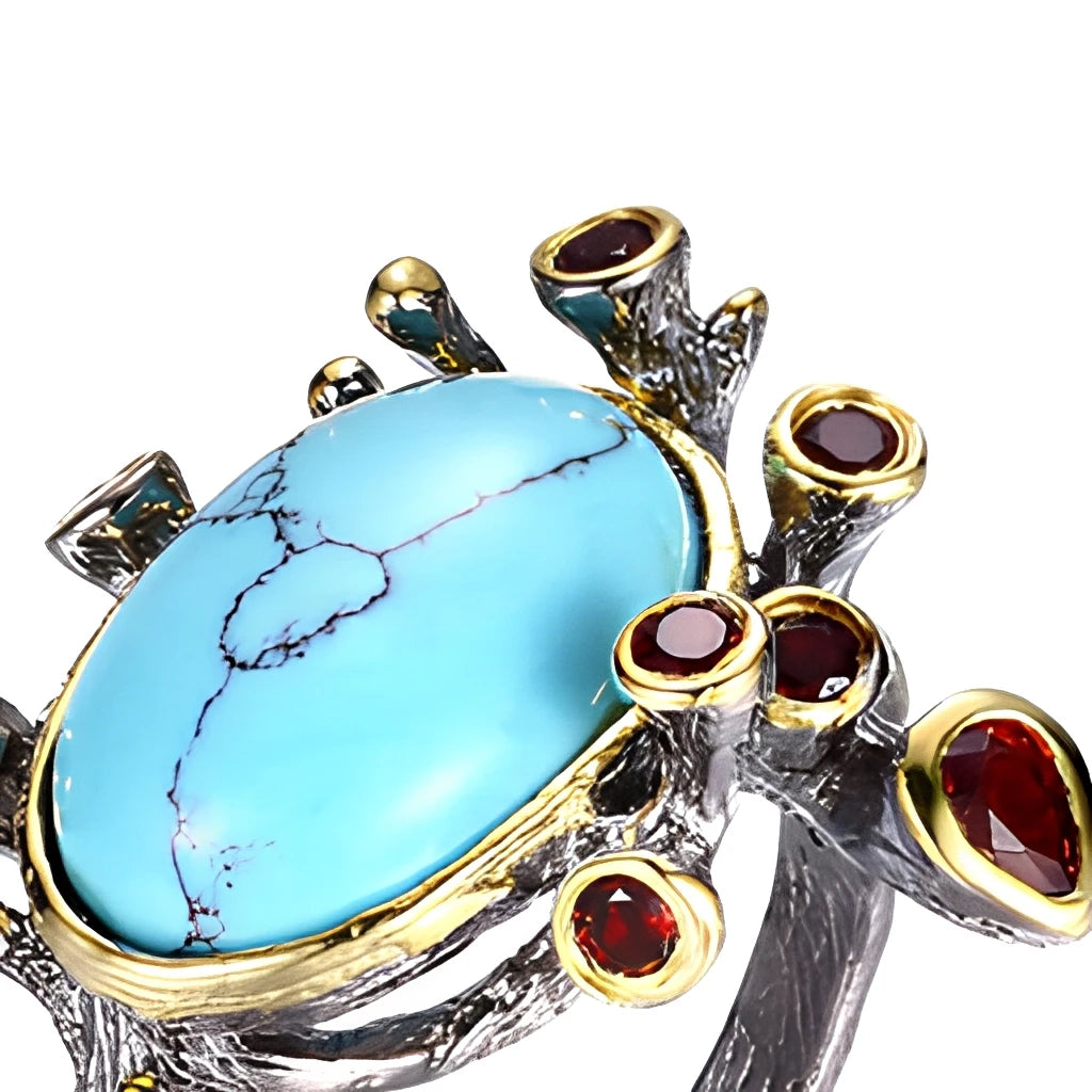 Handmade Gemstone Turquoise 925 Sterling Silver Adjustable Open Ring