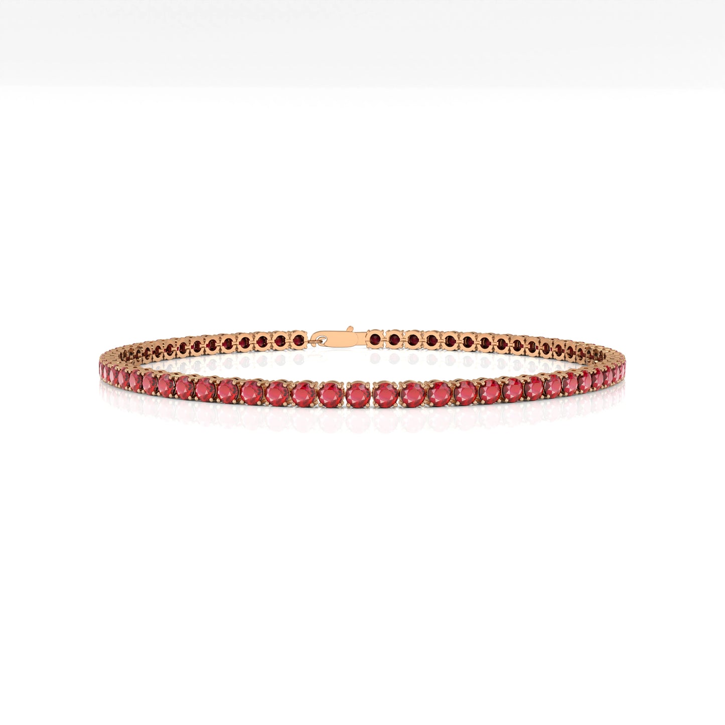 14K 18K Gold Natural Ruby 2mm Classic Tennis Bracelet Infinity Design Single Liner Stacking Jewelry Women's Wedding Gift