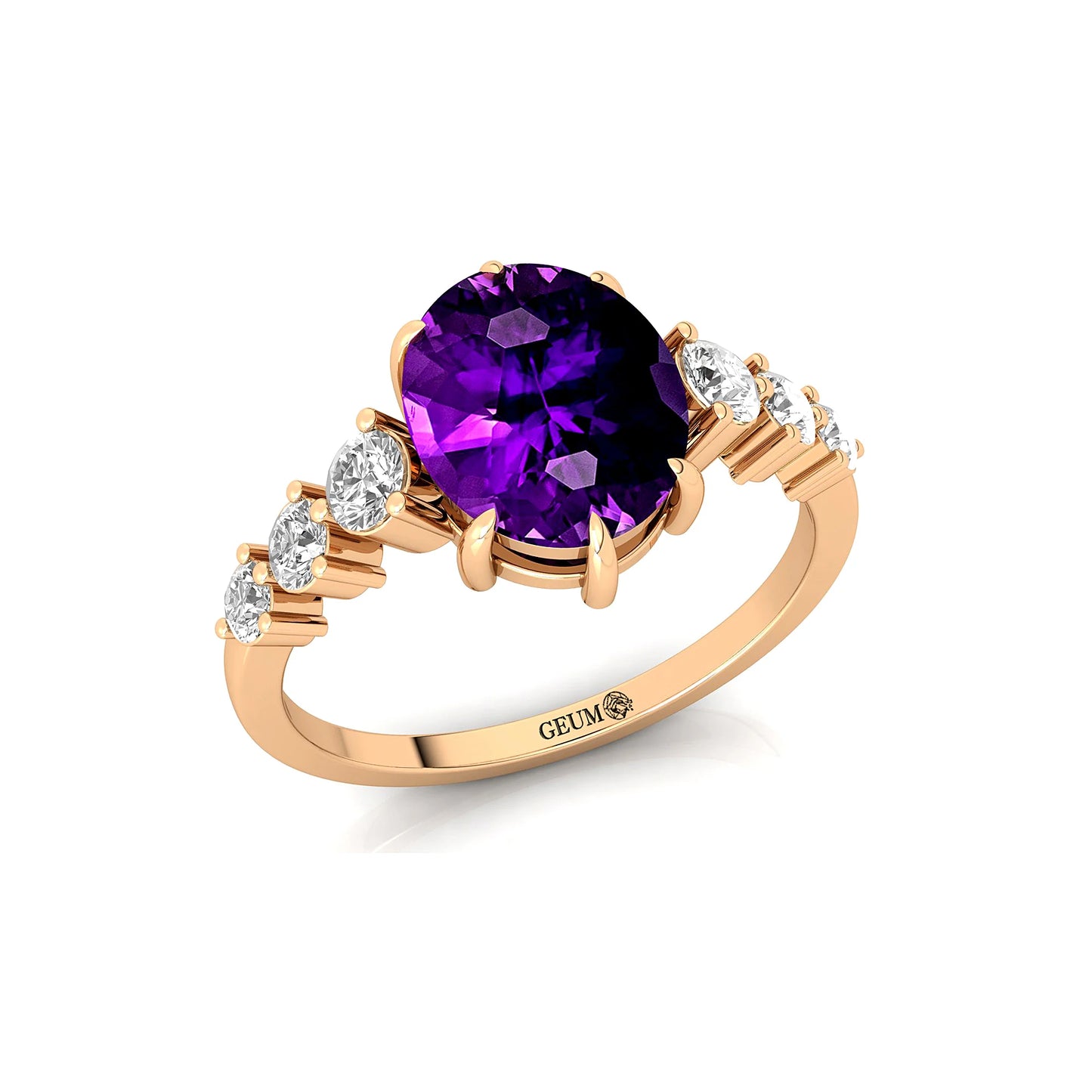 Solid 14k Yellow Gold Natural Amethyst Gemstone & Diamond Delicate Solitaire Wedding Anniversary Ring Handmade Fine Jewelry Bulk