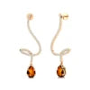 Trendy 18k Solid Gold Dangling Drop Earrings Studs Pear Cut Natural Citrine Gemstone & Real Diamonds Wedding Gift Earrings
