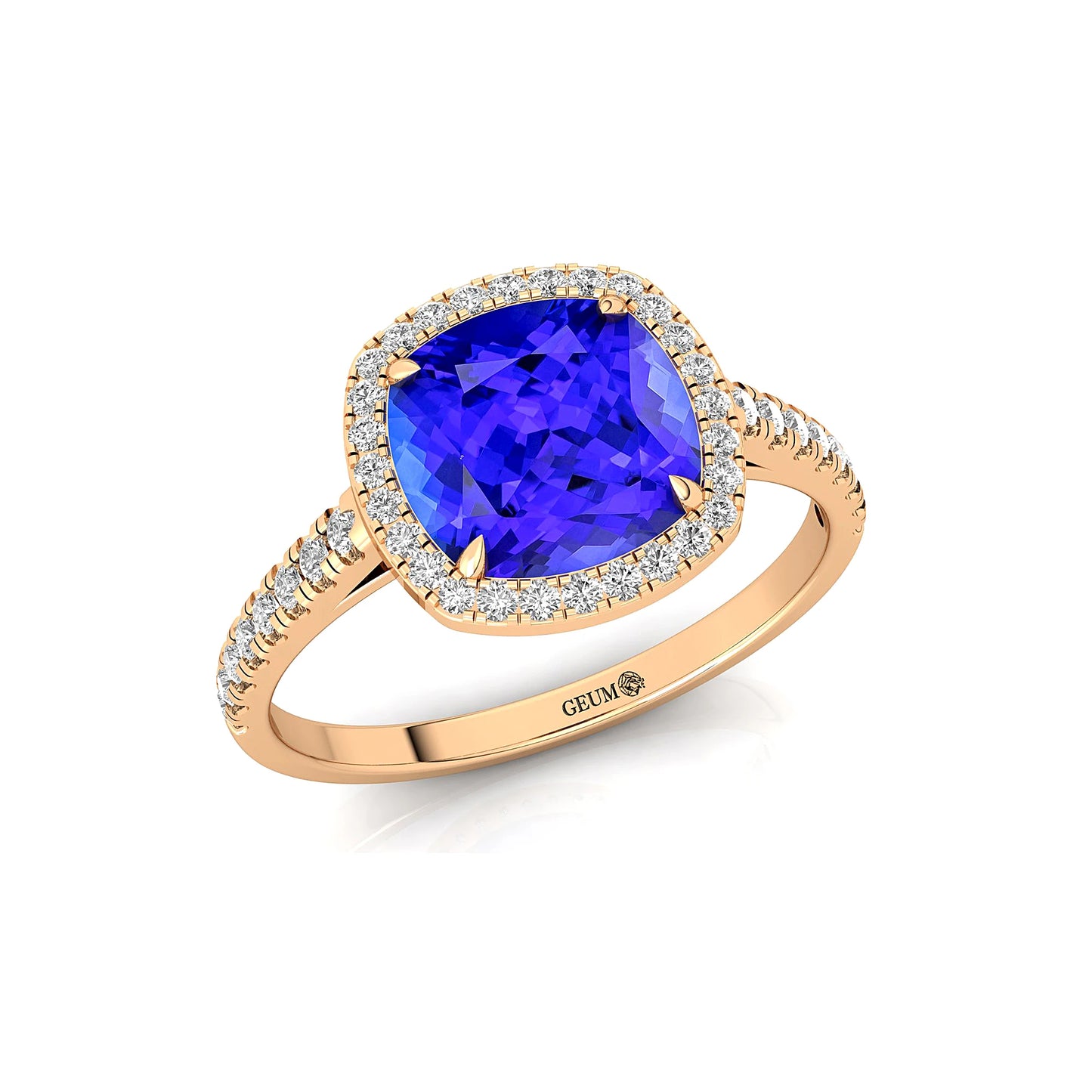 Solid Gold Classic Natural Tanzanite & Real Diamond Birthstone Anniversary Wedding Engagement Ring Gift for Mother Party