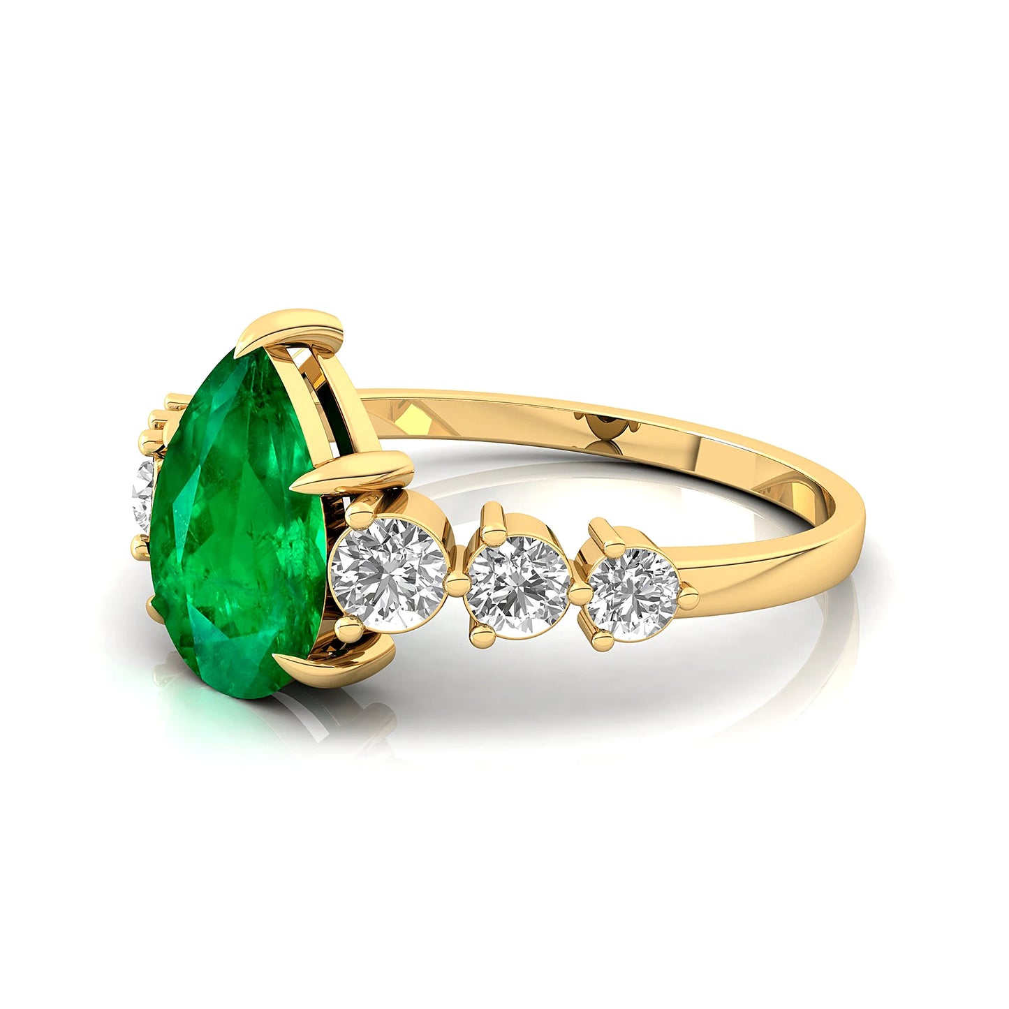 Luxurious 14k Gold Jewelry Unique Round Cut Lab Grown Emerald Gemstone Ring Genuine Diamonds Wedding Anniversary Party Wear Ring