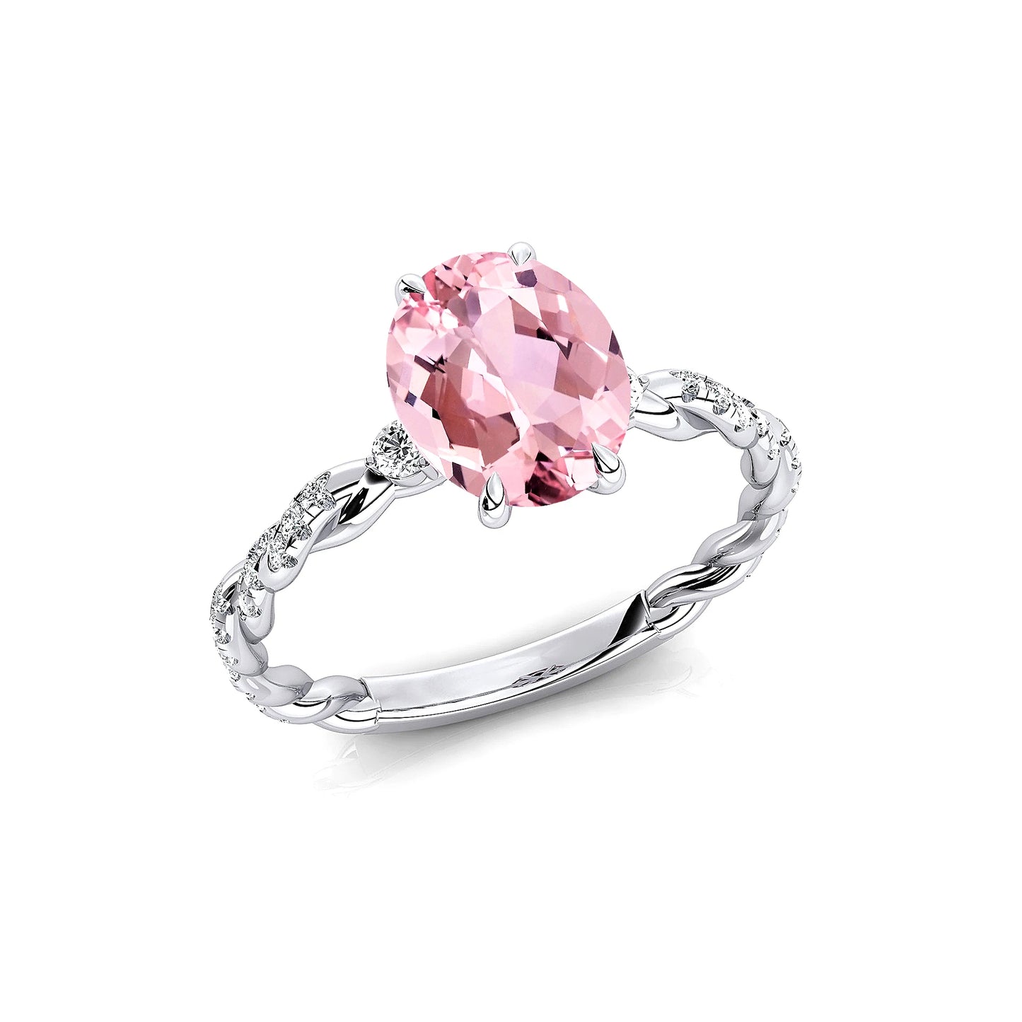 Genuine Morganite Gemstone Real Diamonds Halo Style Solitaire Rings Rhodium 18k Solid Rose White Yellow Gold Jewelry for Party