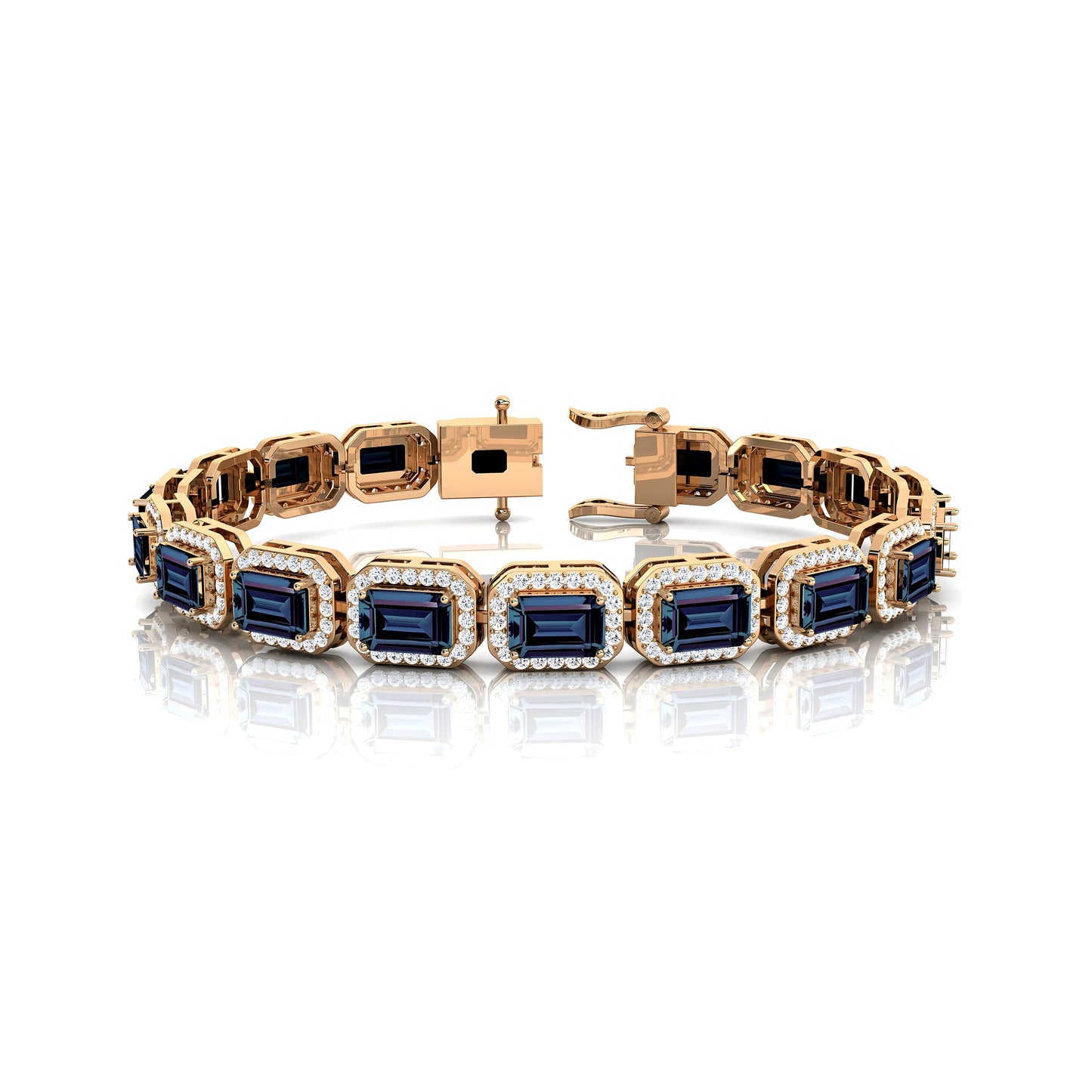 14k Gold 7inch Lab Grown Alexandrite & Diamond Tennis Chain Bracelet Trending Ready To Ship Prong Sett Diamond Tennis Bracelets