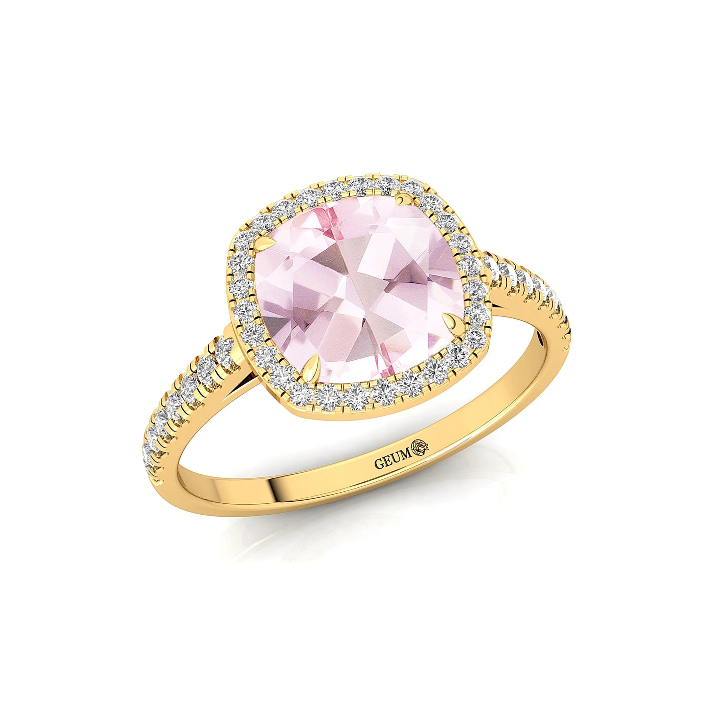 Pink Morganite 14K White Rose Gold Wedding Engagement Ring 7mm Cushion Cut Ring OEM ODM Party Handmade Jewelry