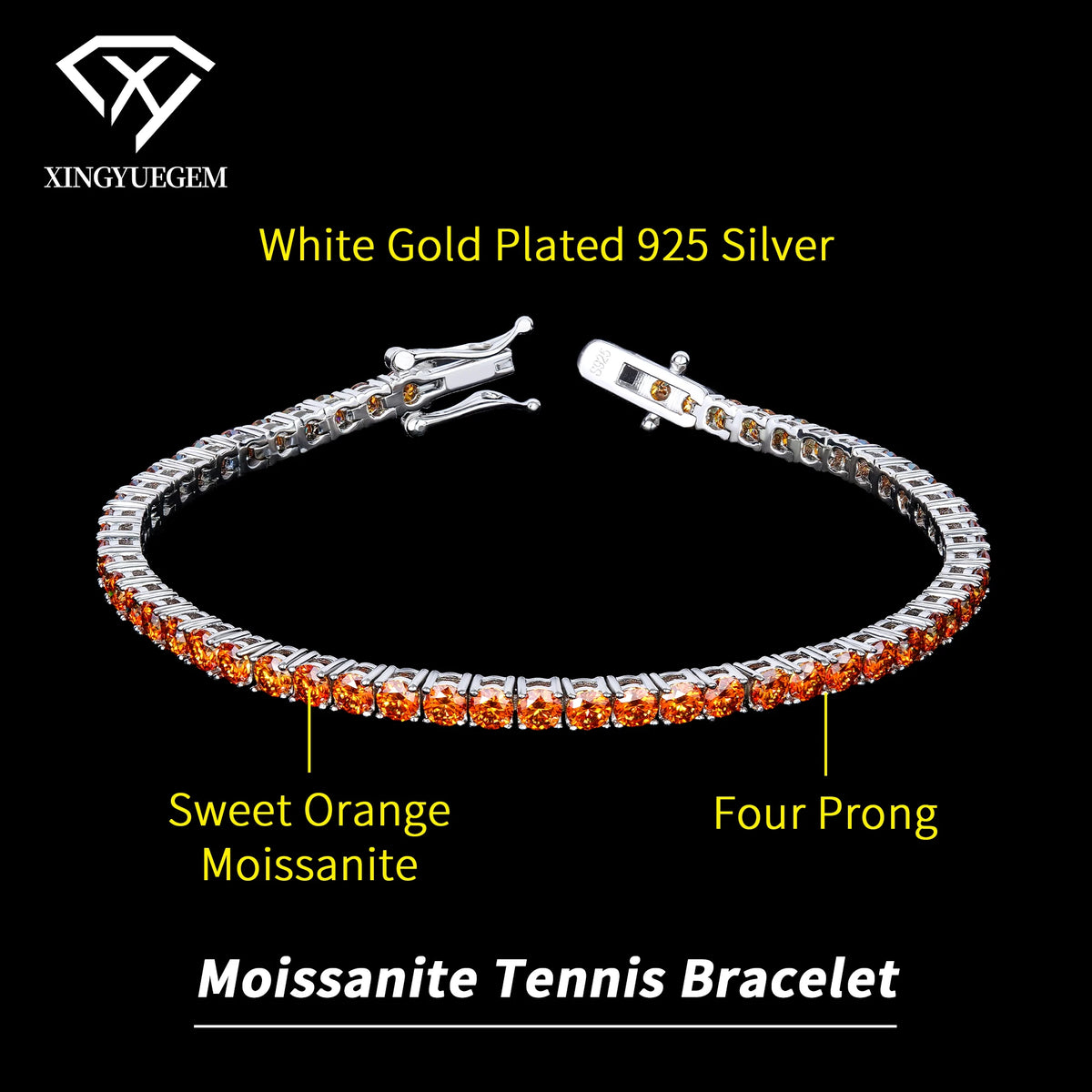 ArtistA Factory Price Bulk Jewelry Unisex 925 Sterling Silver 2mm 3mm Colorful Diamond Mossanite Moissanite Tennis Bracelet