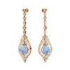 Natural Rainbow Moonstone Gemstone and Real Diamonds Dangle Drop Earrings Dainty 18K Solid Gold Rhodium Plated Wedding Party