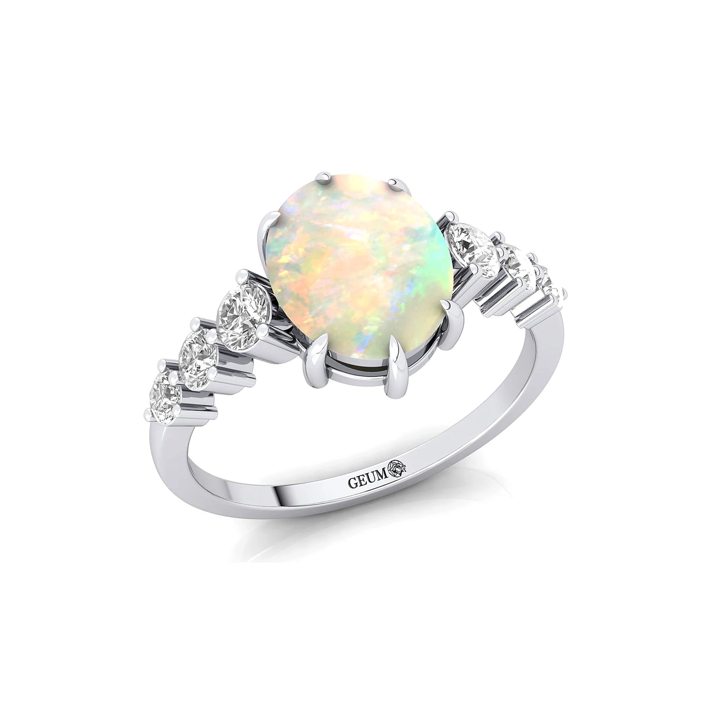 Genuine Natural Diamond Cluster Ring Ethiopian Opal Gemstone Solid 18k White/Yellow/Rose Gold Classic Wedding Fine Jewelry OEM