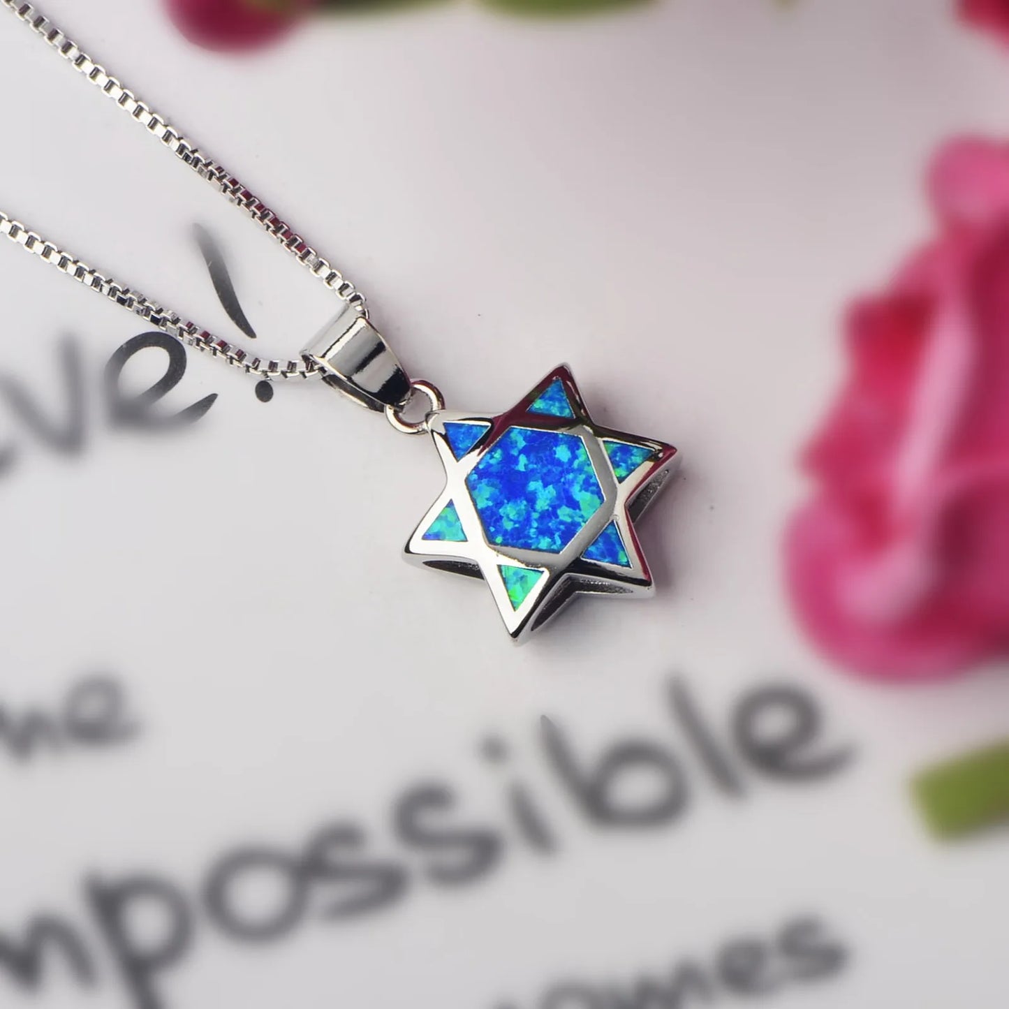 TikTok Hit Luxury Six-Pointed Star Channel Set Opal Charm Necklace Women Brass Silver Plating Trendy Simple Unique Design 45cm
