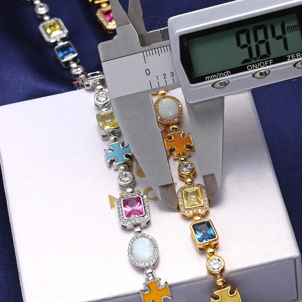 BiG-BOSS Colorful CZ Link Bracelet Men Luxury Gemstone Chain Women Necklace Hip Hop Accessories Custom Supplier Gift Collection