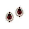 Natural 18k Solid Gold & Real Diamond Halo Solitaire Stud Earrings with Garnet Gemstone Cute Party Jewelry for Women Bulk Price