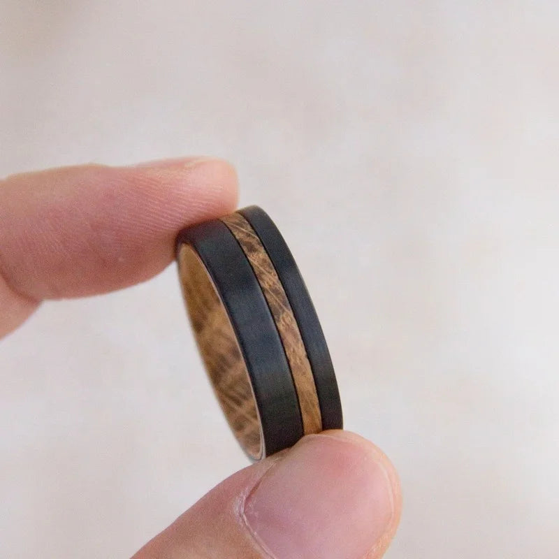 Engagement Ring Tungsten Steel Wood Ring for Men in Stock Wedding Band Barrel Wood Rings Dropshipping Etsy