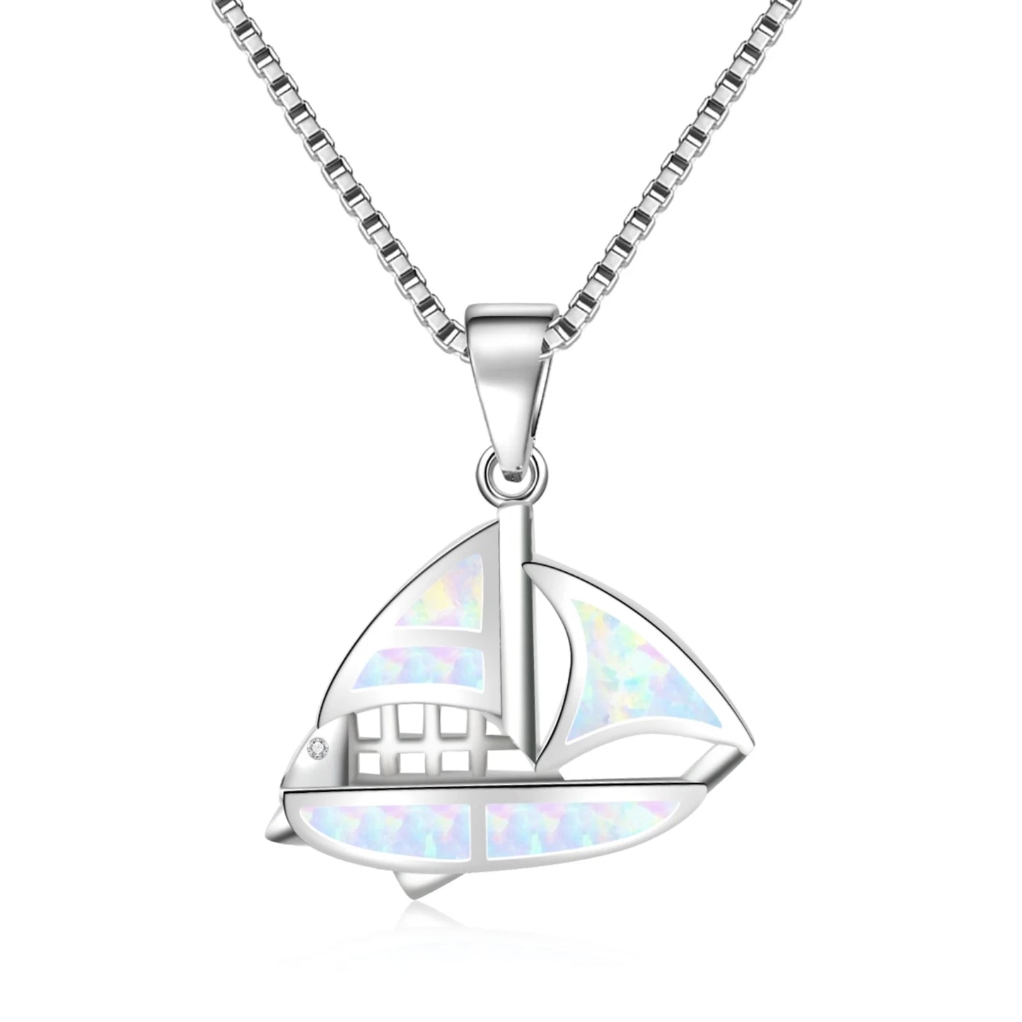 Aobao Silver Plated Copper Alloy Opal Minimalist Geometric Necklace