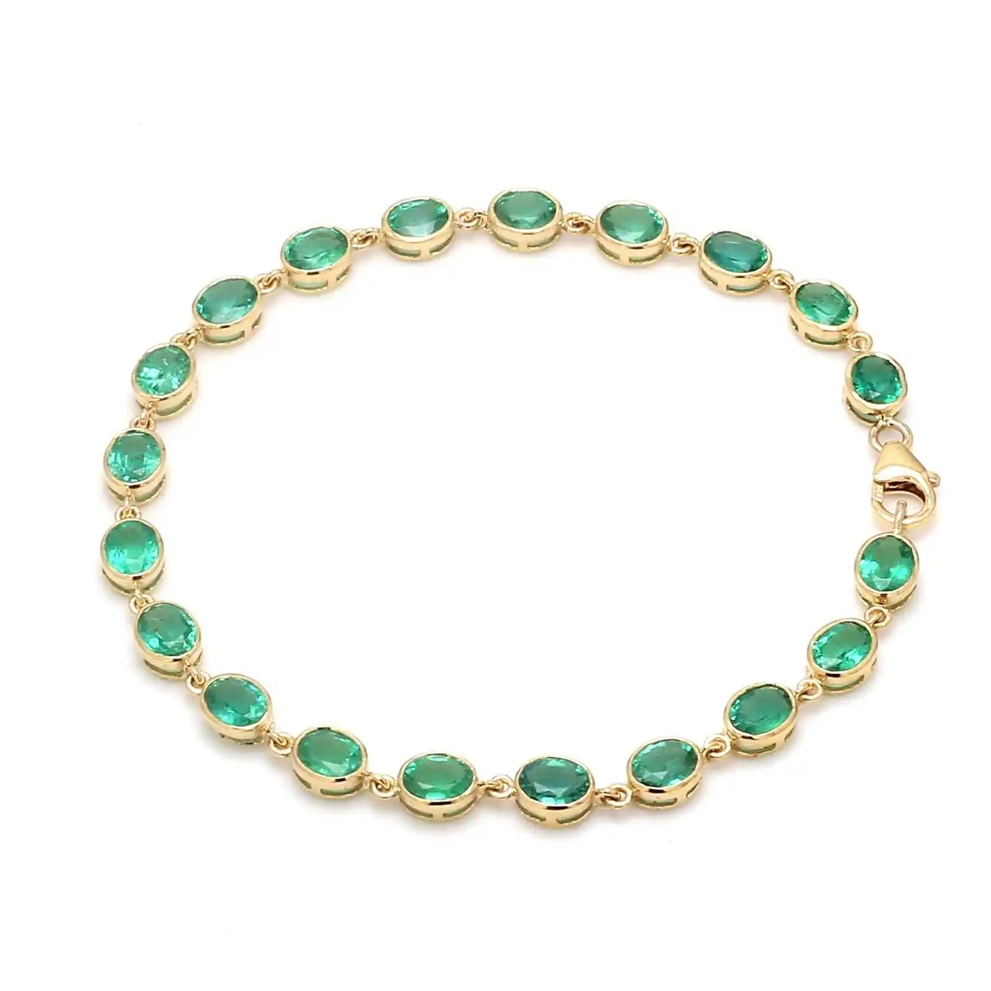 Natural Emerald Gemstone Bezel Set Luxury 14k Gold Tennis Bracelet 2026 Minimalist Fashion Fine Jewelry Women's Gift Party