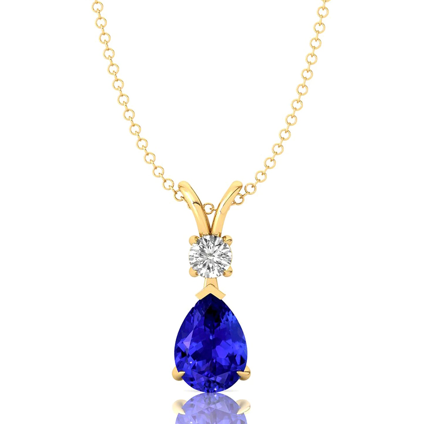 Beautiful Pear Shape Natural Tanzanite Gemstone Pendant Handmade Luxury Fine Jewelry With Small Diamond 14k Solid Gold