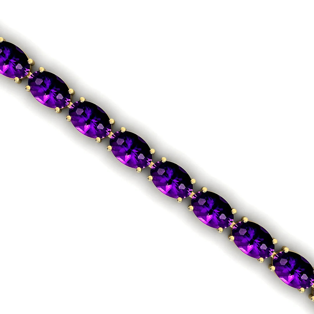 High Quality Oval Shape Purple Amethyst Tennis Bracelet for Women Light Weight Luxury Design Natural Gemstone Tennis Bracelets