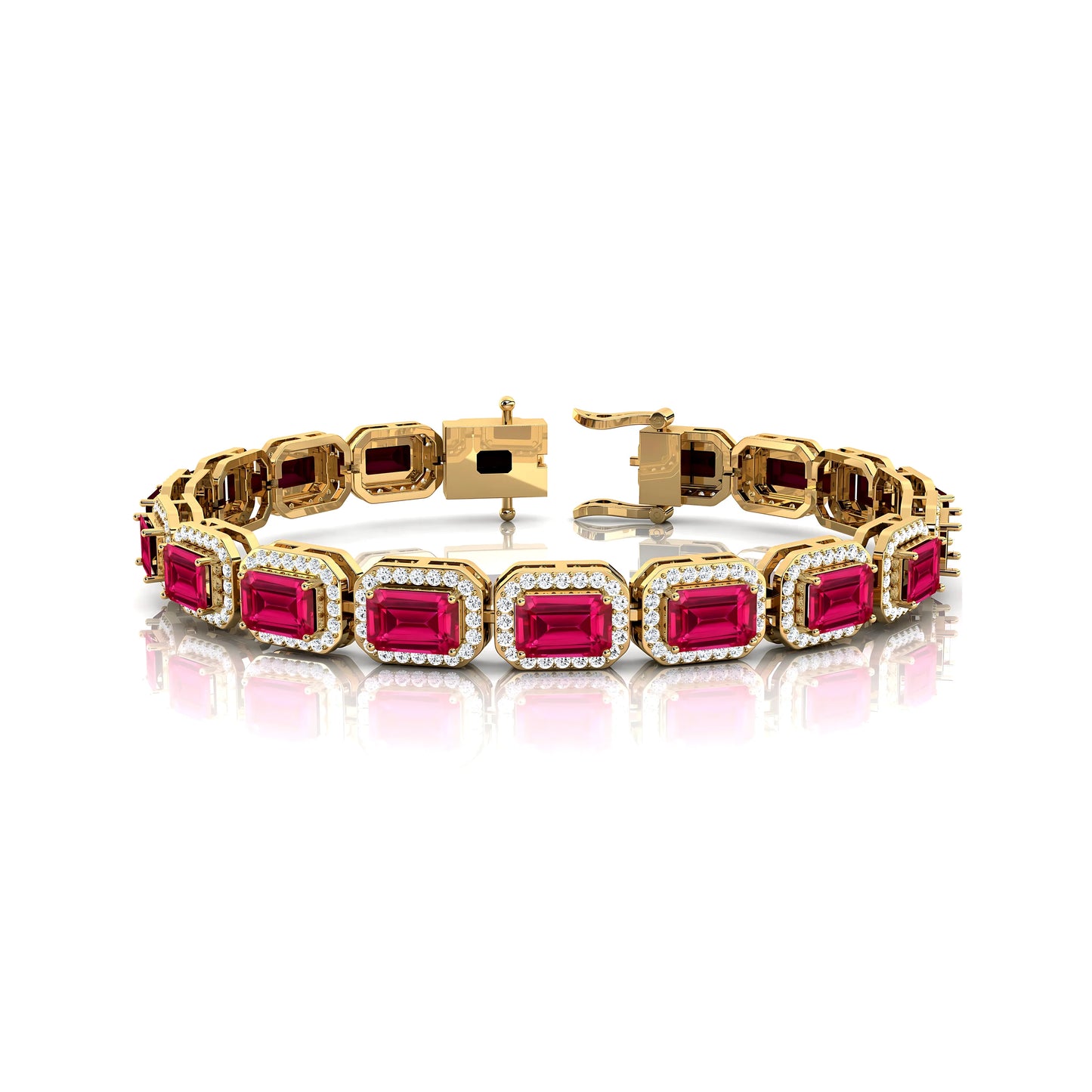 High Quality 14K Gold Natural Diamond & Pink Sapphire Tennis Bracelet Valentine's Gifts OEM/ODM Beautiful Fine Jewelry Bracelets