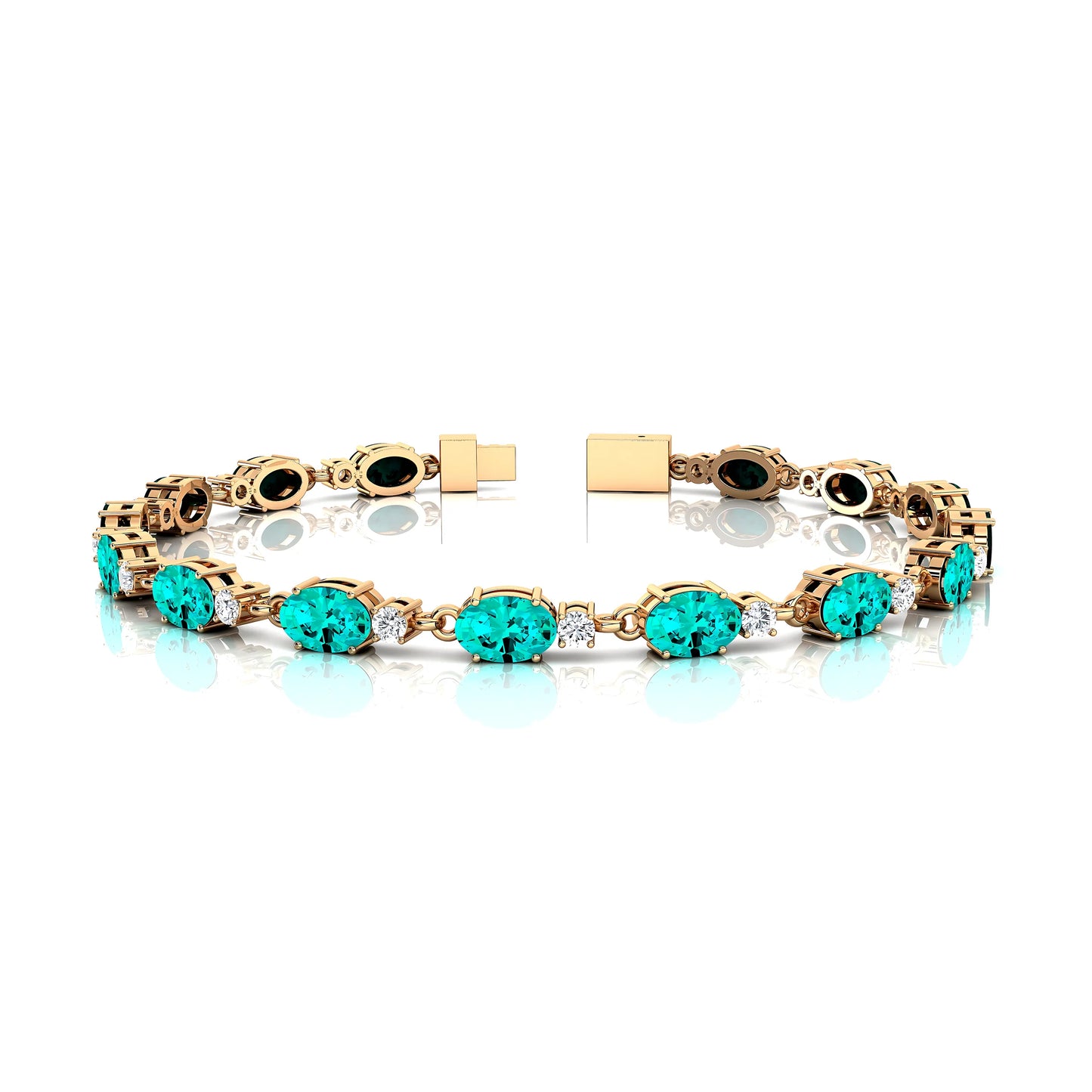 Luxurious 14K Gold Lab Grown Paraiba Tourmaline Tennis Bracelet 2025 Daily Wear Unisex Fine Jewelry Tourmaline Tennis Bracelets
