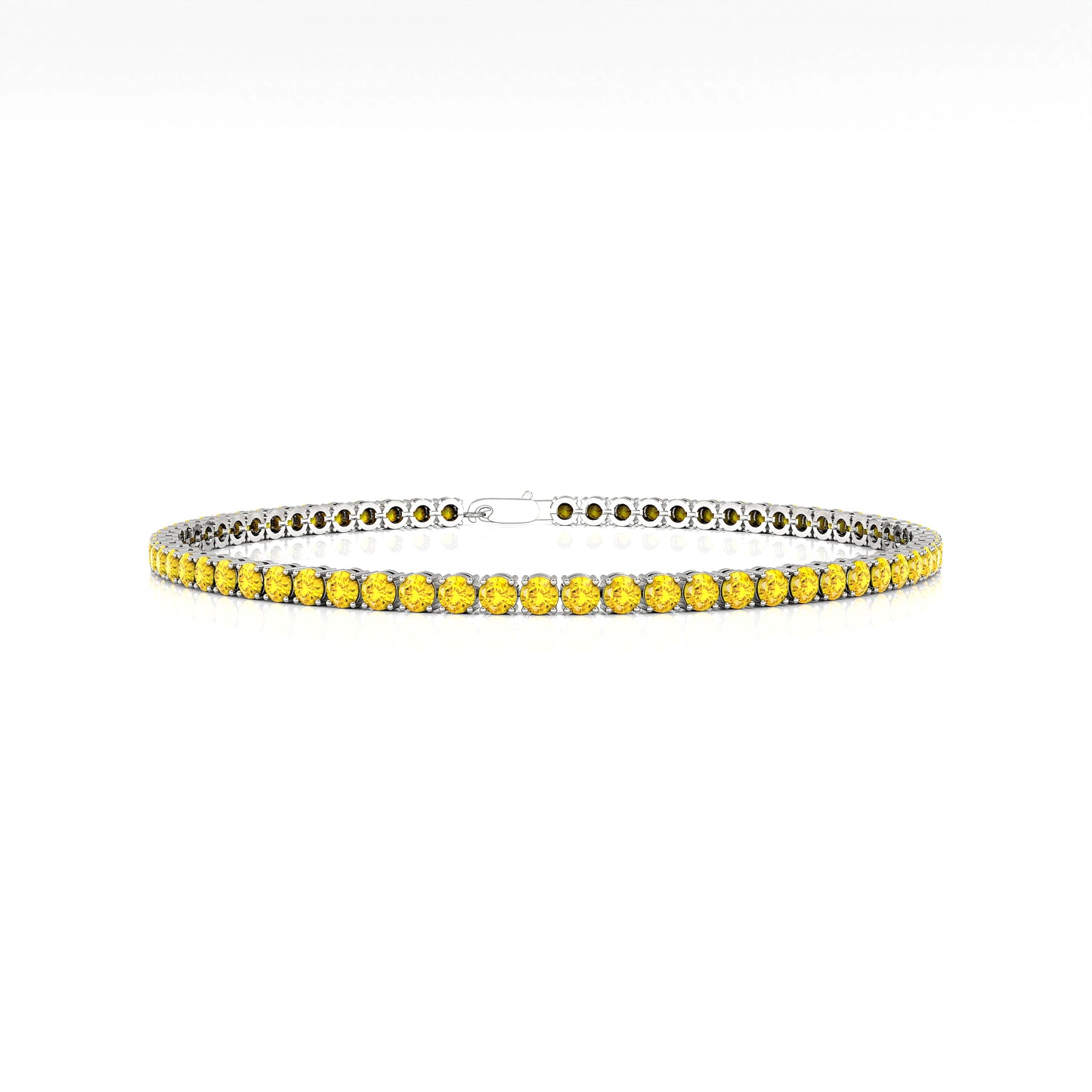 Natural Precious Yellow Sapphire Gemstone Tennis Bracelet 14K Fine Yellow Gold Luxury Fine Jewelry Gift Party Customizable Size