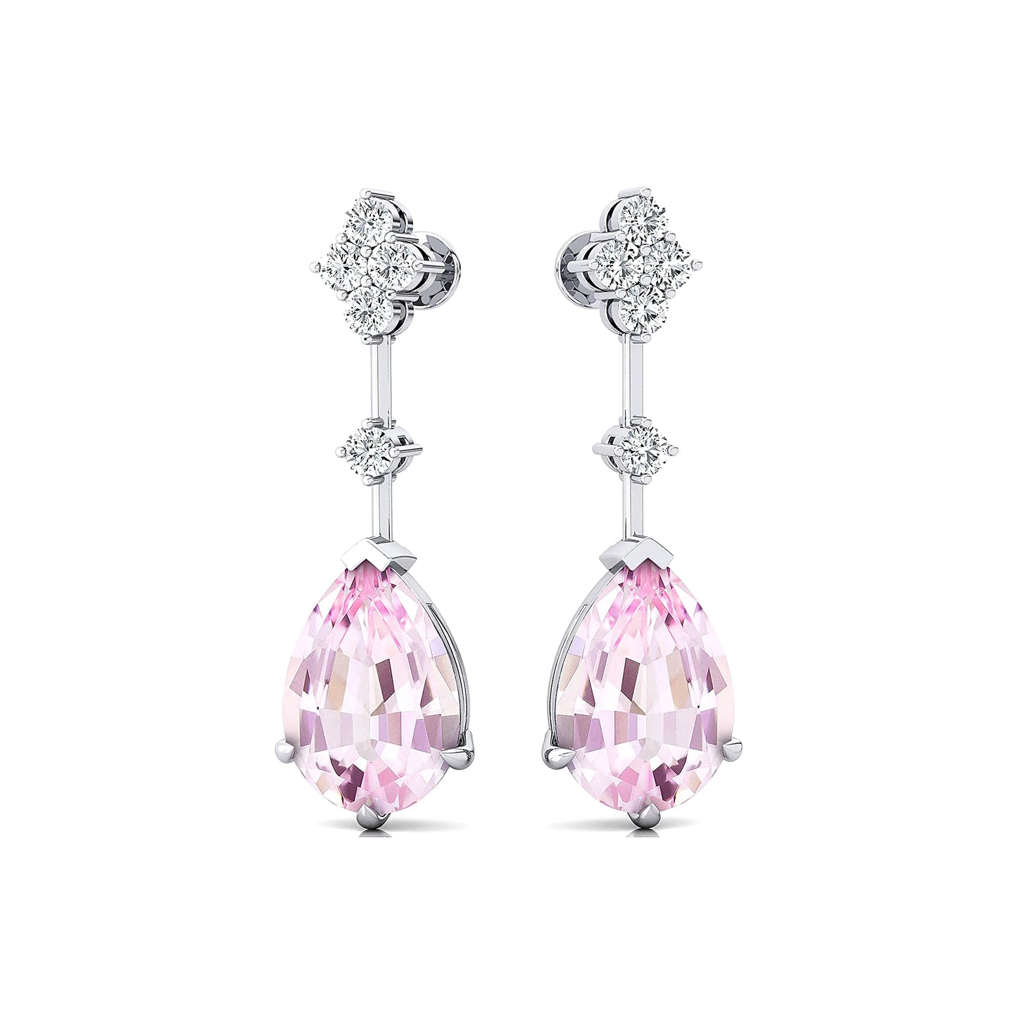 Handmade 100% Authentic Natural Morganite Diamonds Earrings For Her 18k Solid Gold Jewelry Cute Party Gift For Her ODM OEM