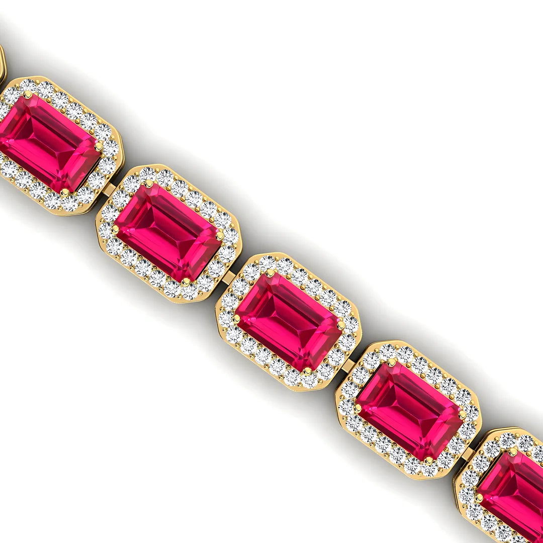 High Quality 14K Gold Natural Diamond & Pink Sapphire Tennis Bracelet Valentine's Gifts OEM/ODM Beautiful Fine Jewelry Bracelets