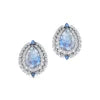 Luxurious Fashionable Cute 18k Solid Halo Stud Earrings Natural Rainbow Moonstone Real Diamonds Gift 14k Solid Gold Jewelry