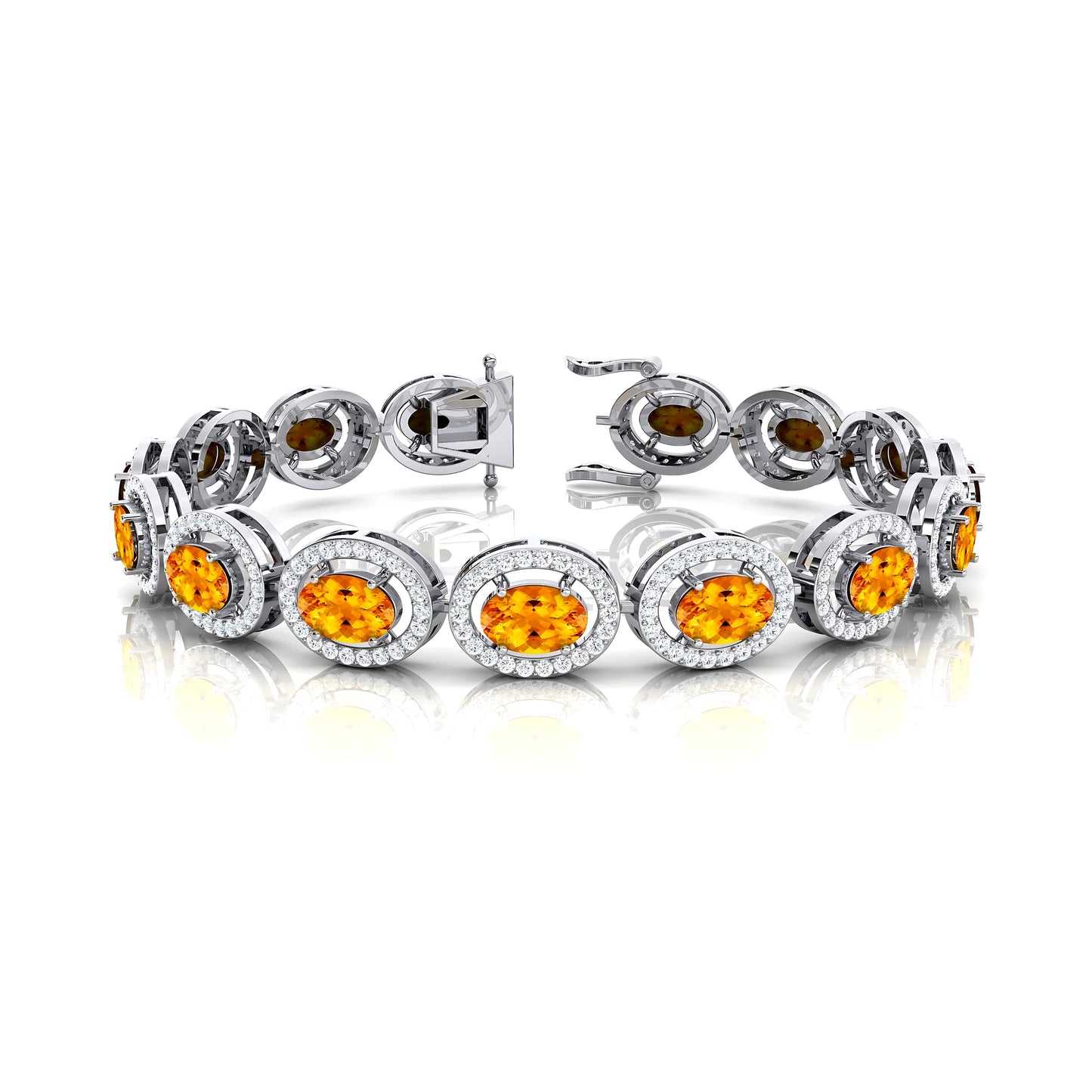 14kt Gold Natural Oval Cut Citrine & Round Diamond Tennis Bracelet Fine Jewelry Wedding Wear Unisexual 2025 Trendy Bracelets RTS