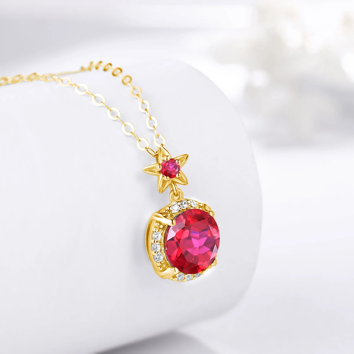 Luxury Bridal Ruby Jewelry Sets 24K Gold Plated Engagement Wedding Party 925 Sterling Silver Ring Earrings Pendant Jewelry Set