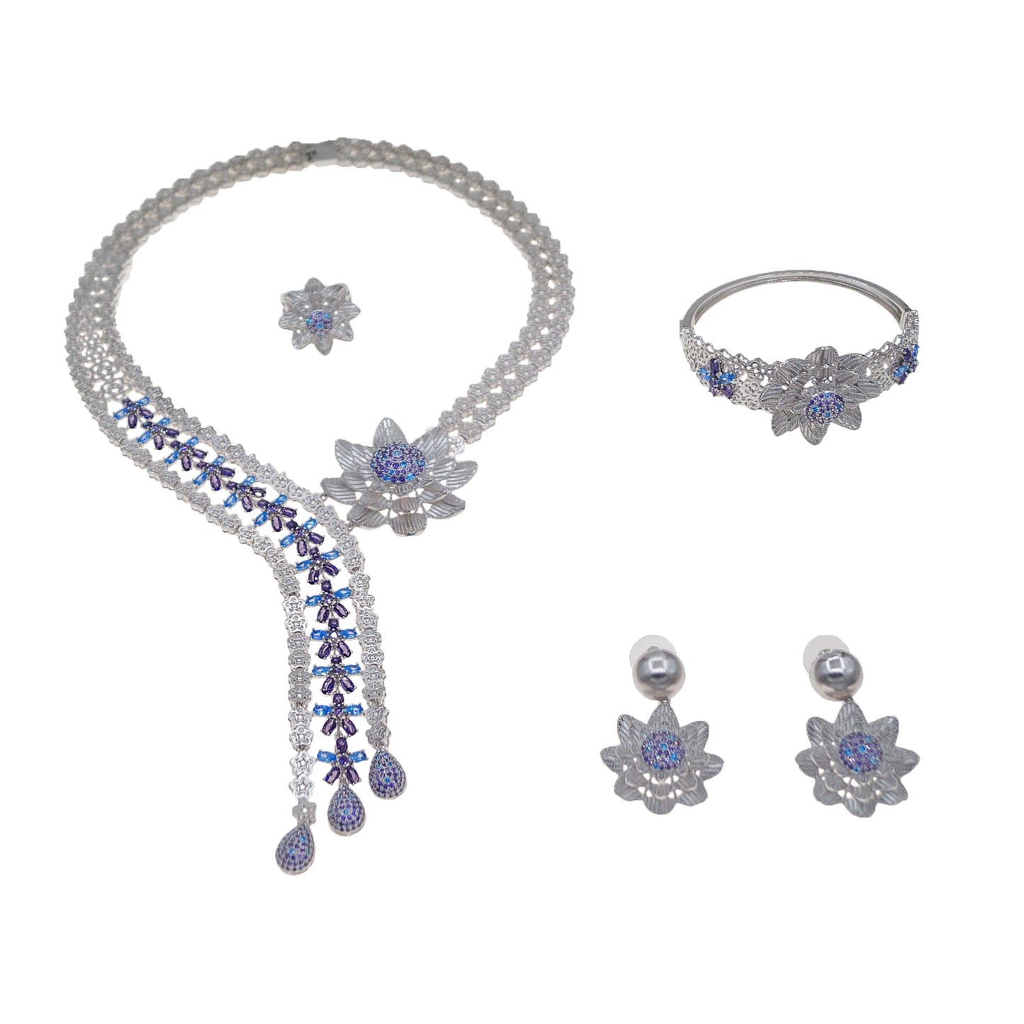 Zhuerrui New Design Sense Jewelry Set American High-end Diamond Series Ladies Classic Inheritance Wedding Four SetsHZ24742182