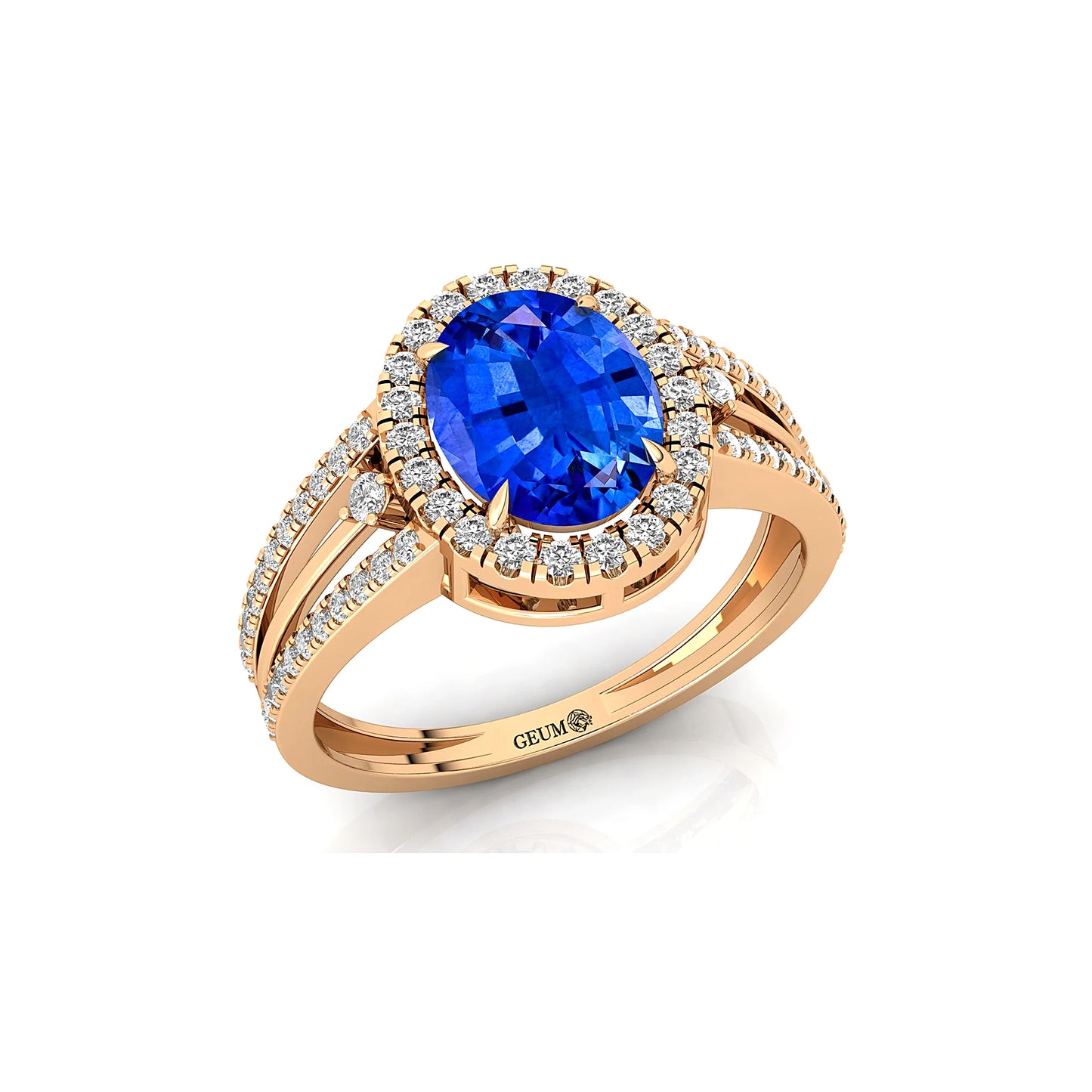 Lab Grown Blue Sapphire Gemstone Luxury Round Cut Diamond 14K Real Gold Ring Fine Jewelry Anniversary Party Valentine Gift Rings