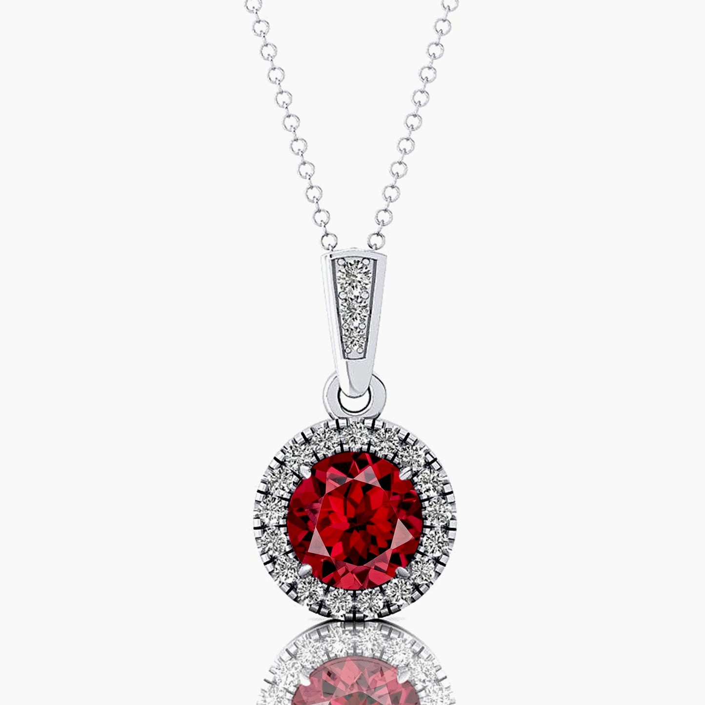 Red Garnet Solitaire Pendant Solid Gold IGI Certified Diamond Fine Jewelry Gemstone Charm Diamond Necklace Cute Engagement