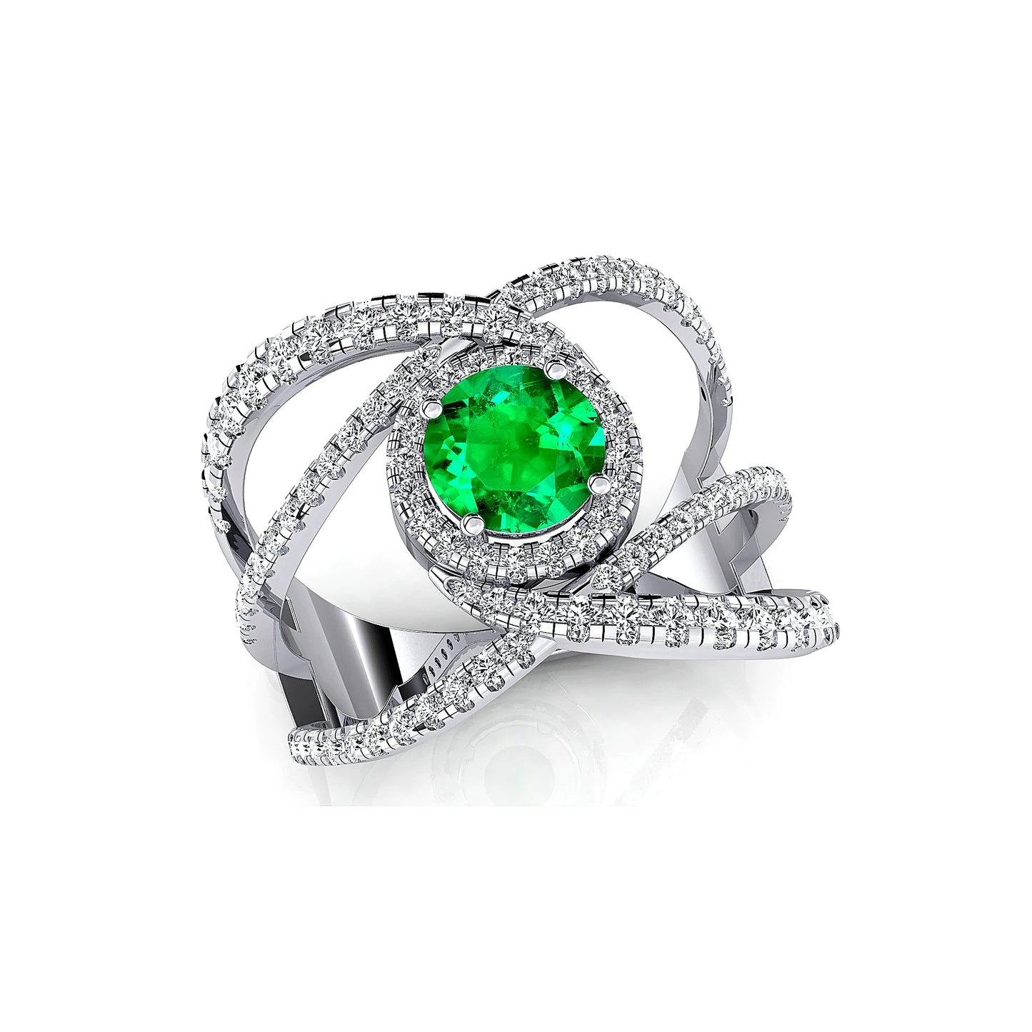 18Kt Solid Gold Luxurious Engagement Rings Lab Grown Emerald Gemstone Natural White Diamonds Halo Solitaire Ring Gift For Her