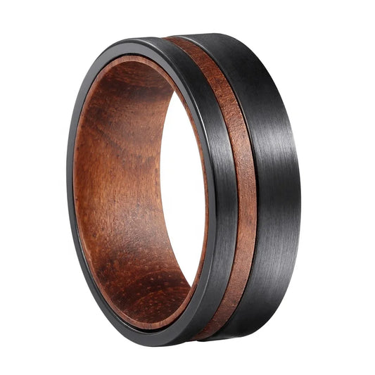 REBEL Engagement Ring Tungsten Steel Wood Ring for Men in Stock Wedding Band Barrel Wood Rings Etsy