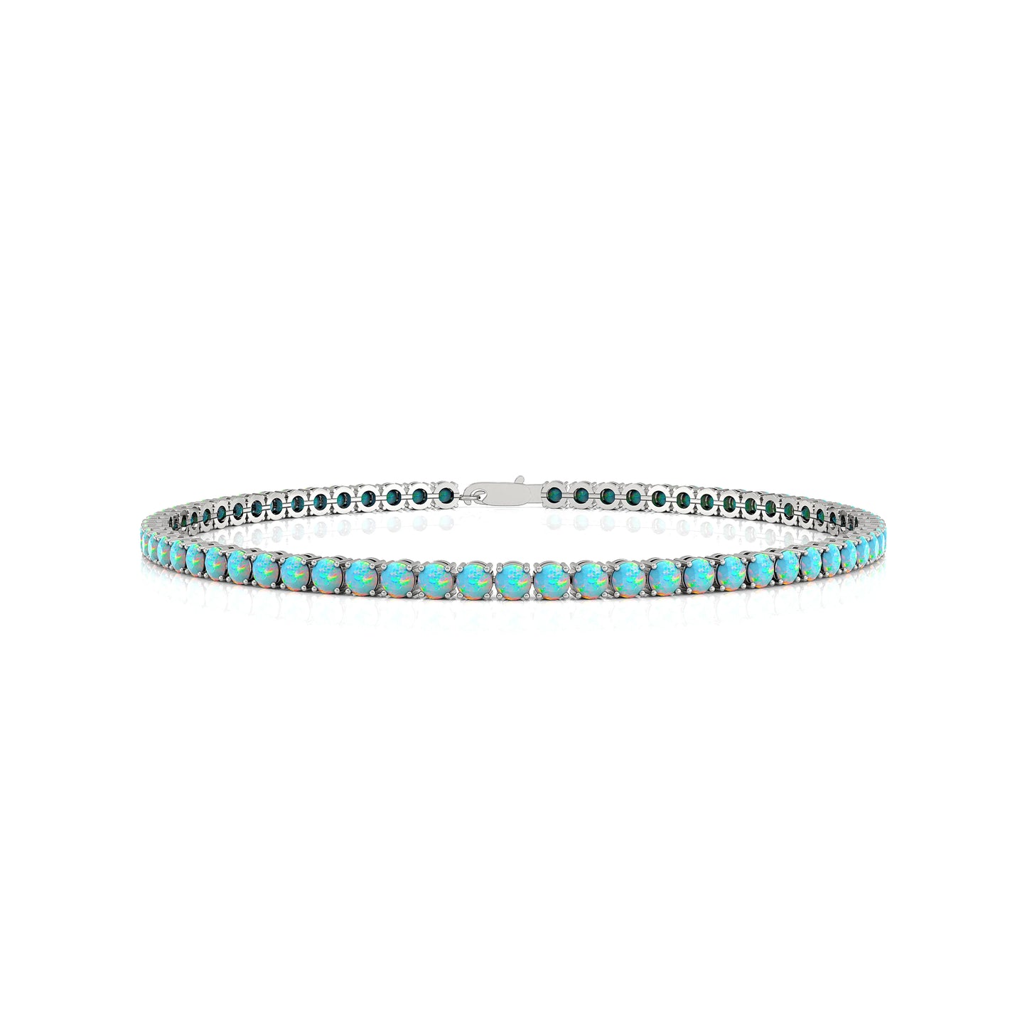 New Design 14k Solid Gold Natural Ethiopian Opal Tennis Chain Bracelets Women Gift Party Direct Wholesale Fine Jewelry