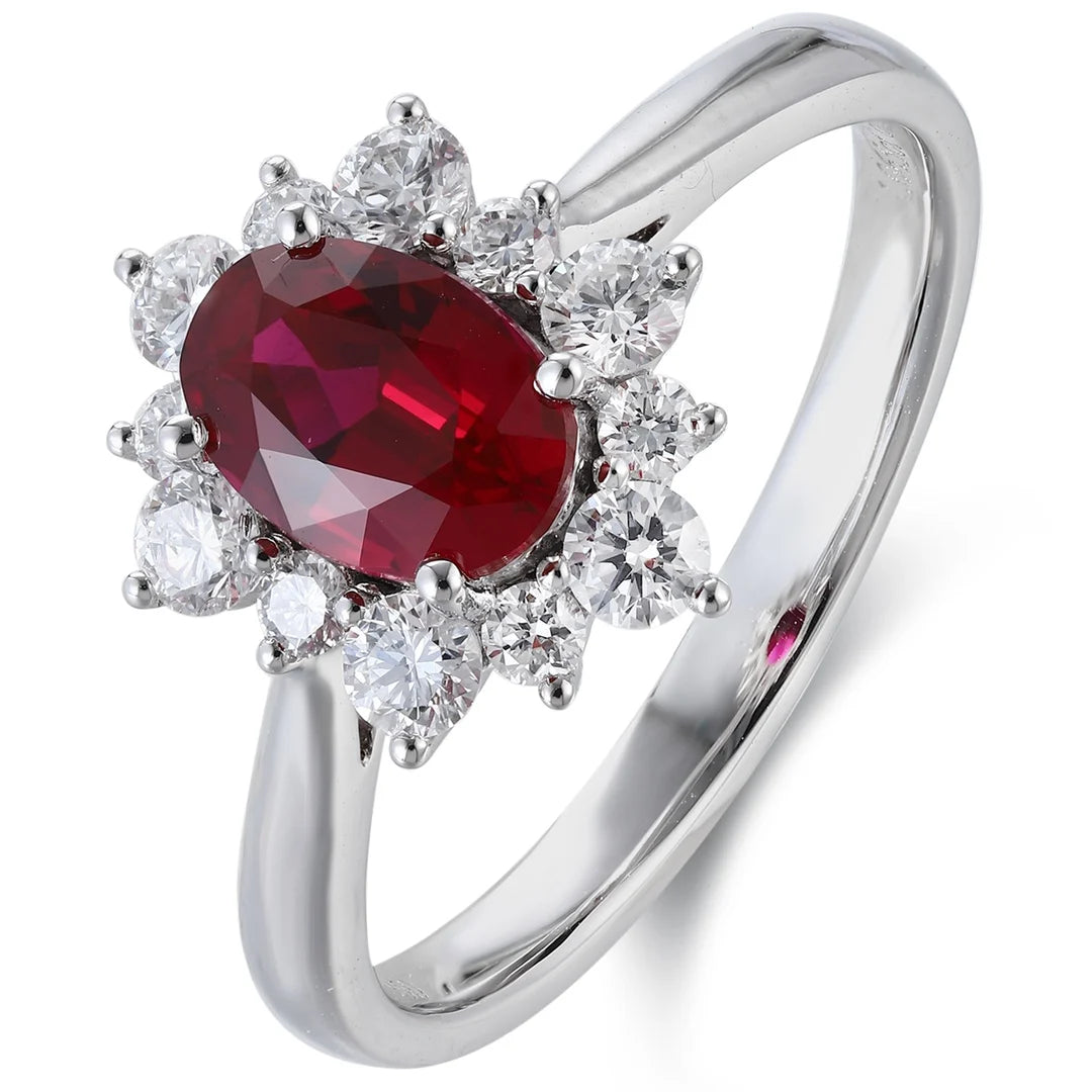 Gemfiori Luster Certified Lab Grown Ruby Platinum Engagement Rings 2025 Trends Wedding Ring for Women's Anniversary Jewelry