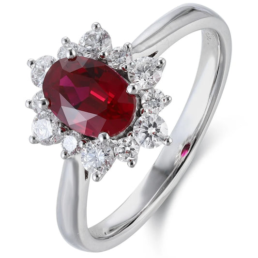 Gemfiori Luster Certified Lab Grown Ruby Platinum Engagement Rings 2025 Trends Wedding Ring for Women's Anniversary Jewelry