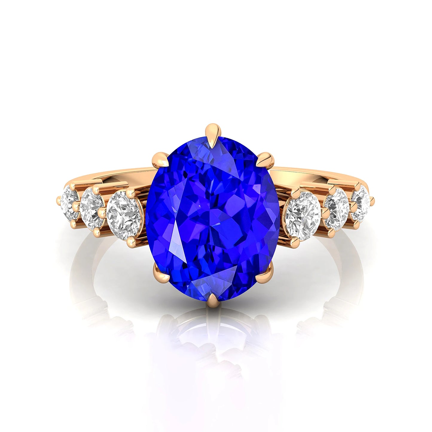 Newly Arrived Natural Tanzanite Gemstone Ring With Solid Gold & Real Diamonds Fine Cluster Rings Weddings OEM Wholesale Price