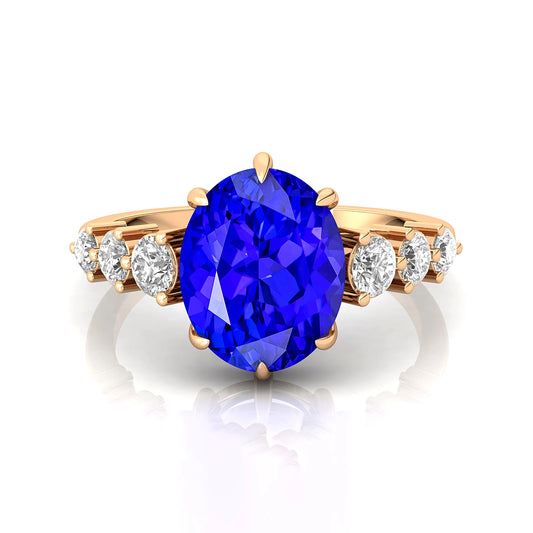 Newly Arrived Natural Tanzanite Gemstone Ring With Solid Gold & Real Diamonds Fine Cluster Rings Weddings OEM Wholesale Price
