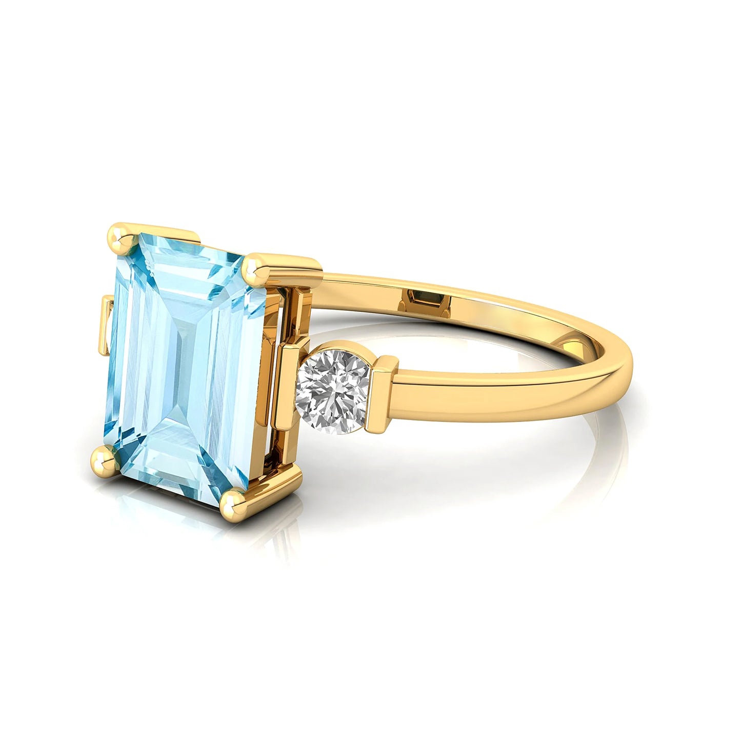 Aquamarine Engagement Ring Vintage 18k Gold March Birthstone Wedding Cluster Natural Diamond Women Party Drop Shipping