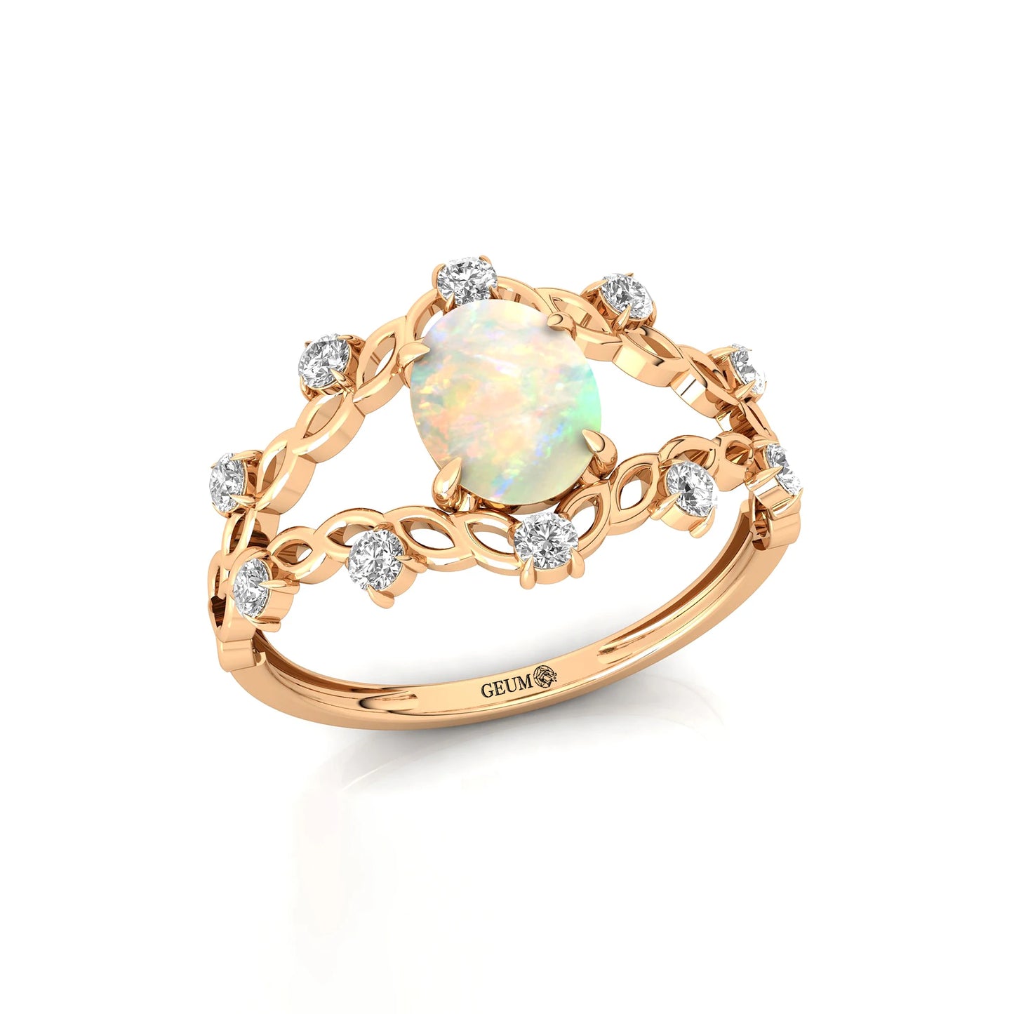 Natural Ethiopian Opal Gemstone Wedding Rings 18K Solid Gold Adorned ODM Natural Diamonds Luxurious Classic Engagement Jewelry