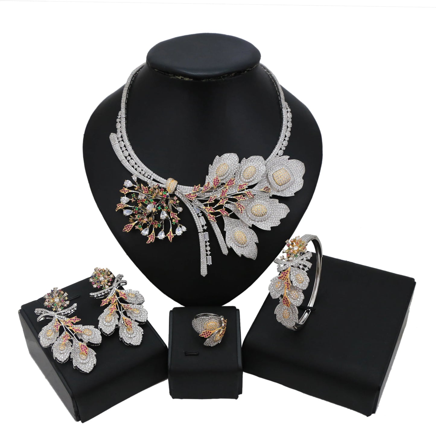 Zhuerrui Latest Fashion Brazilian Dubai Copper Alloy Gold Plated Bridal Wedding Party Birthday Wholesale Jewelry Set HZ18111901