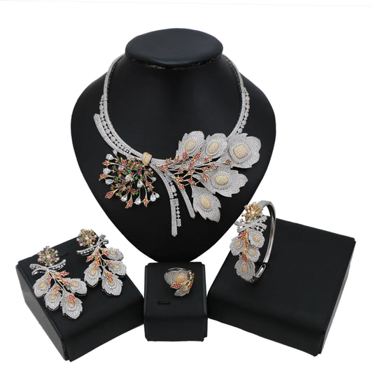 Zhuerrui Latest Fashion Brazilian Dubai Copper Alloy Gold Plated Bridal Wedding Party Birthday Wholesale Jewelry Set HZ18111901