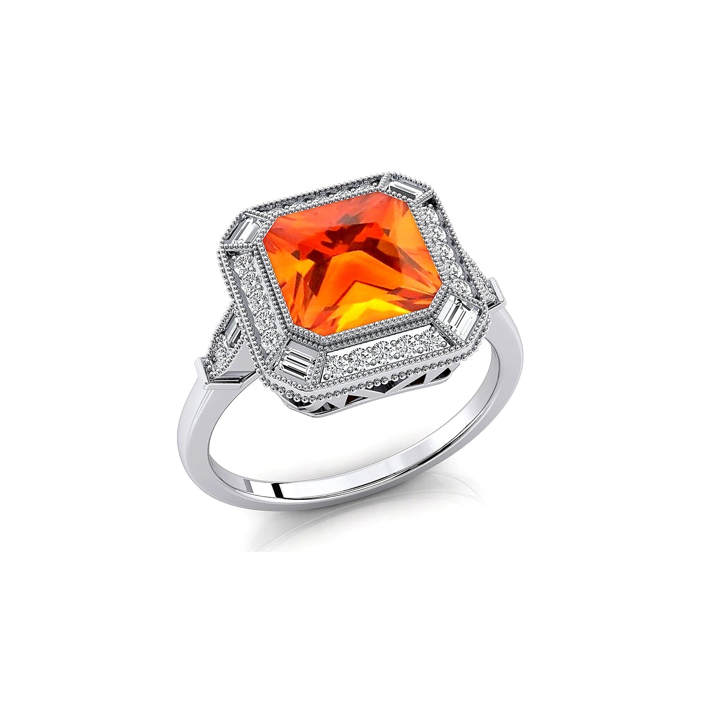 Trendy Solid Gold Rhodium Plated Natural Citrine Gemstone Fine Real Diamonds Classic Wedding Halo Soliotaire Ring For Wife